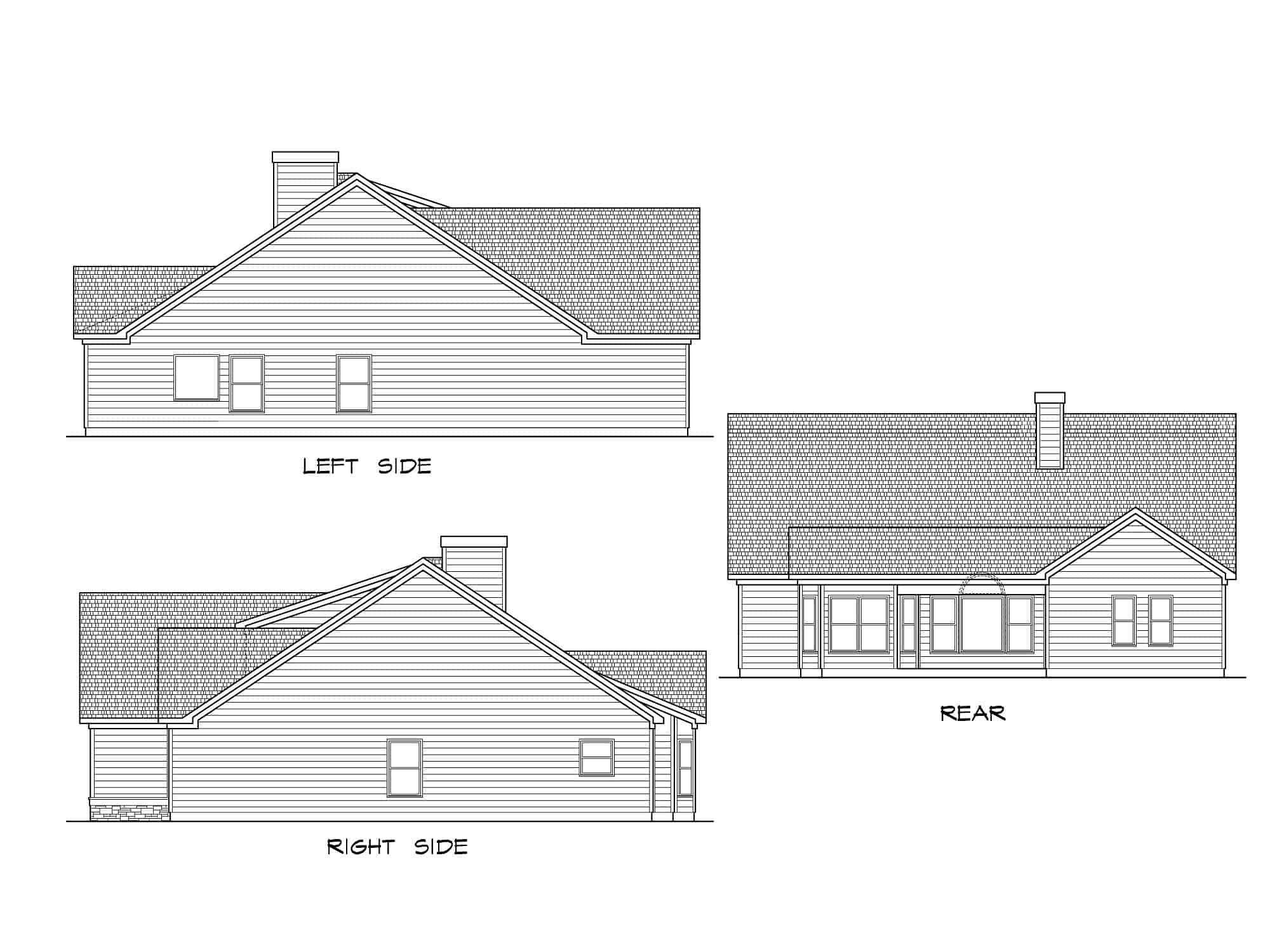 Home Plan Rear Elevation of this 3-Bedroom,1730 Sq Ft Plan -213-1001