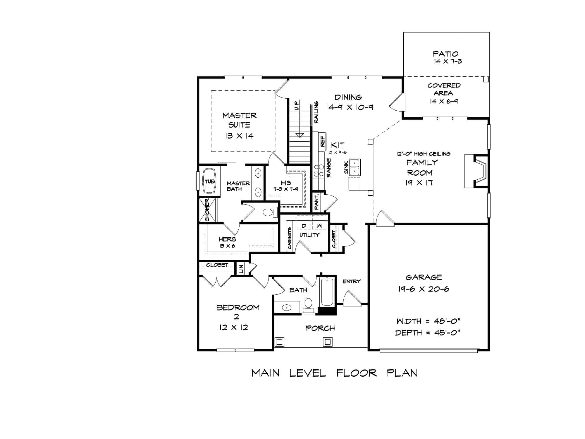 Main Level of Craftsman Plan #213-1002