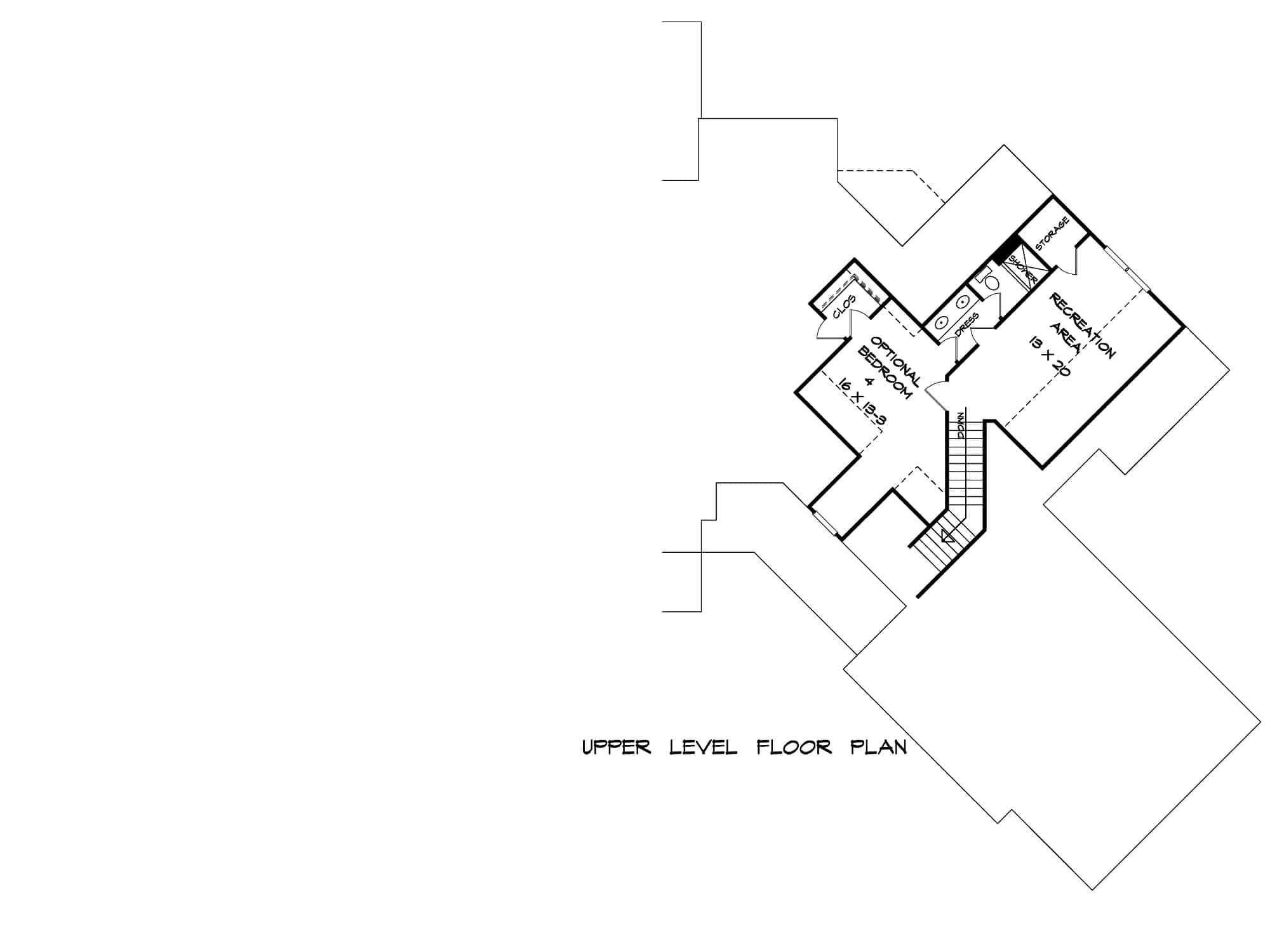 Upper Level of Craftsman Plan #213-1004