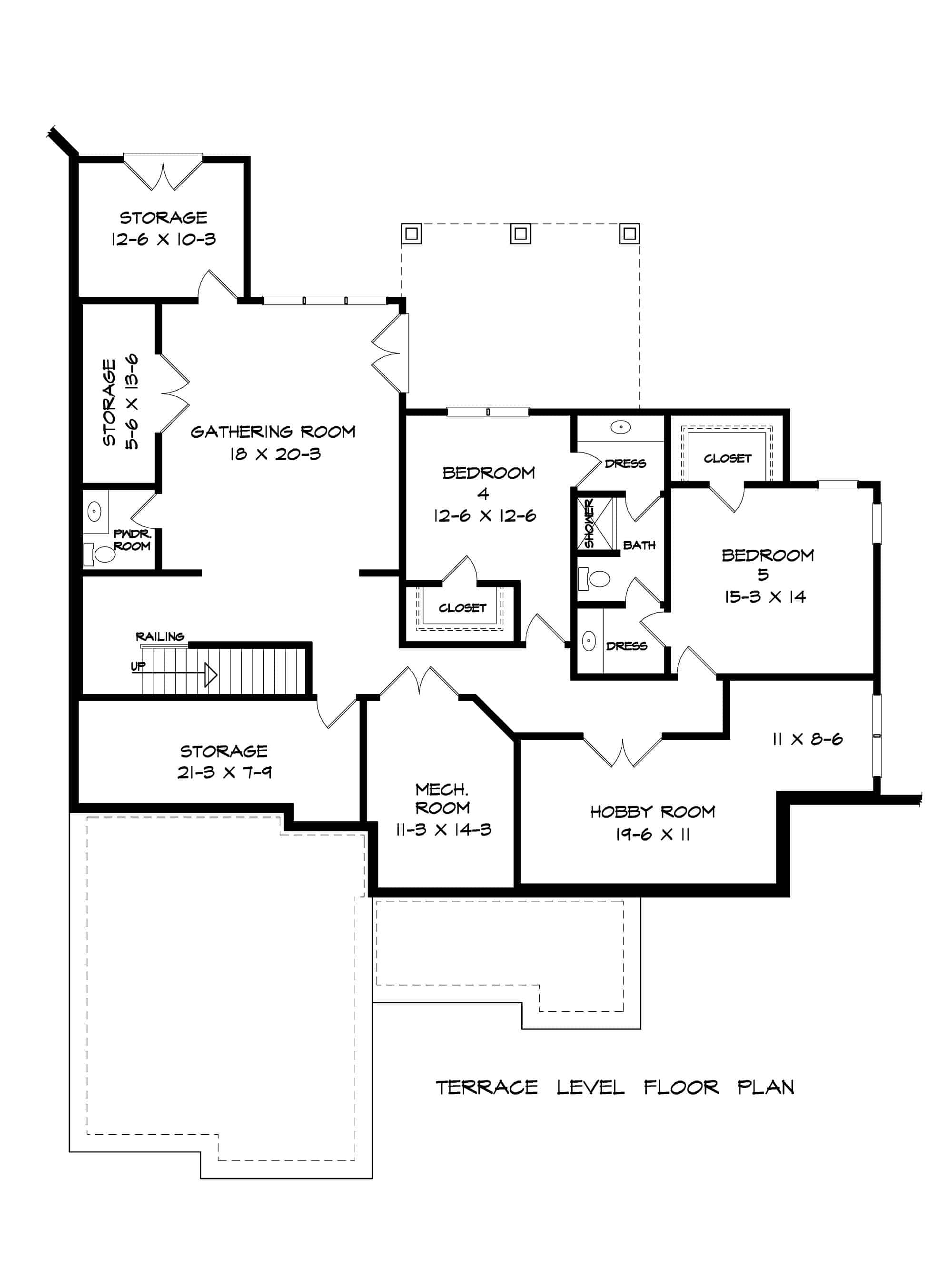 Basement of Craftsman Plan #213-1006