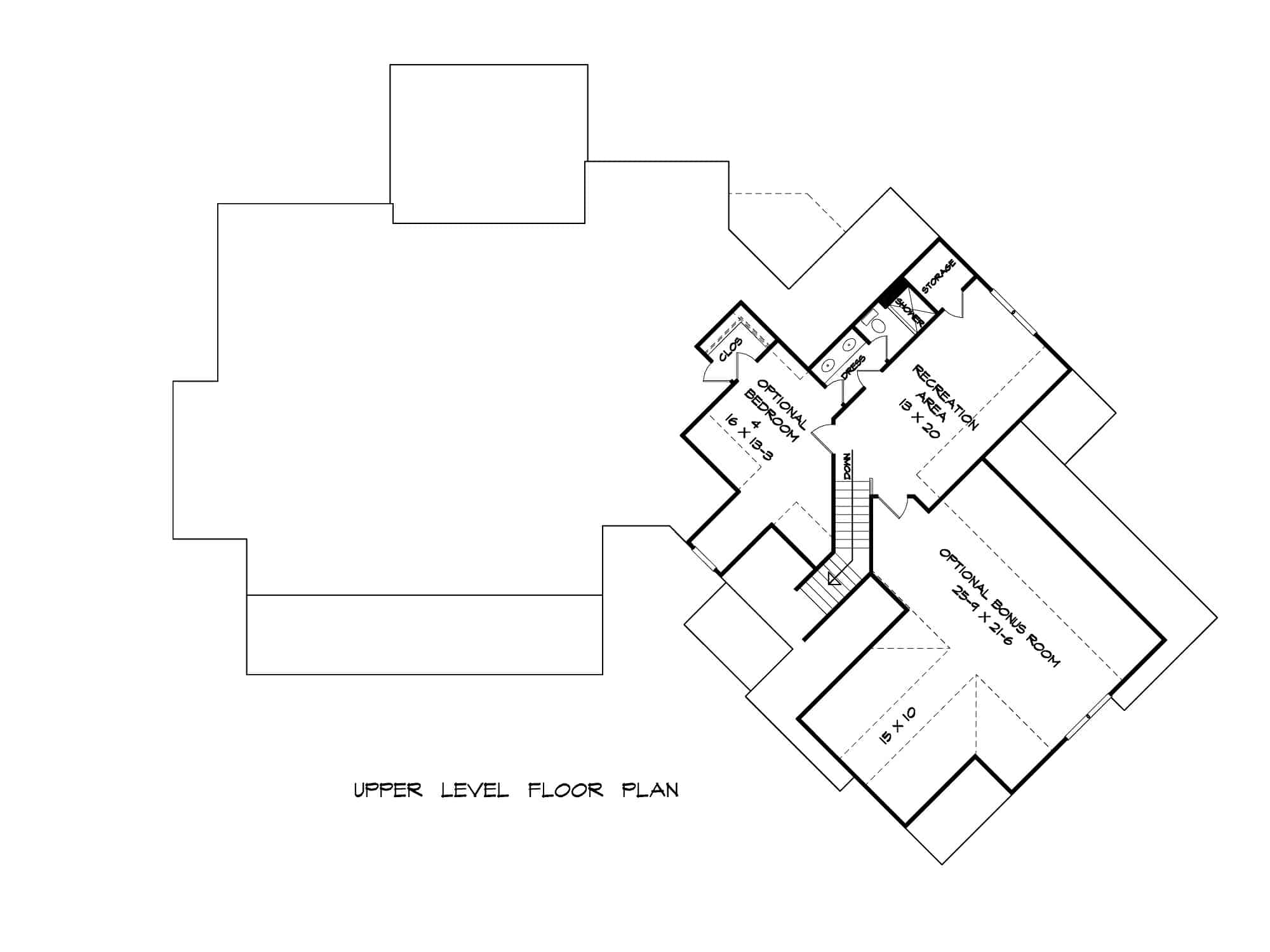 Upper Level of Craftsman Plan #213-1007