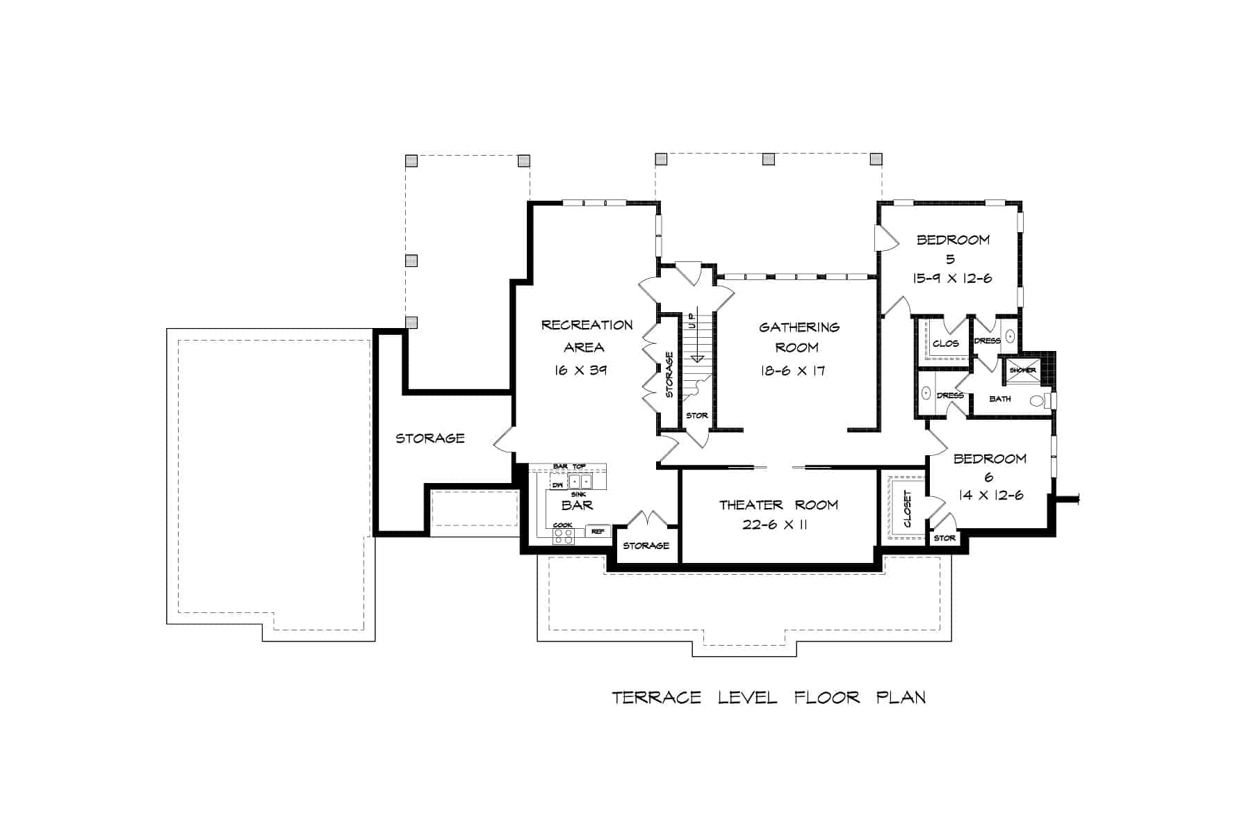 Basement of Traditional Plan #213-1009