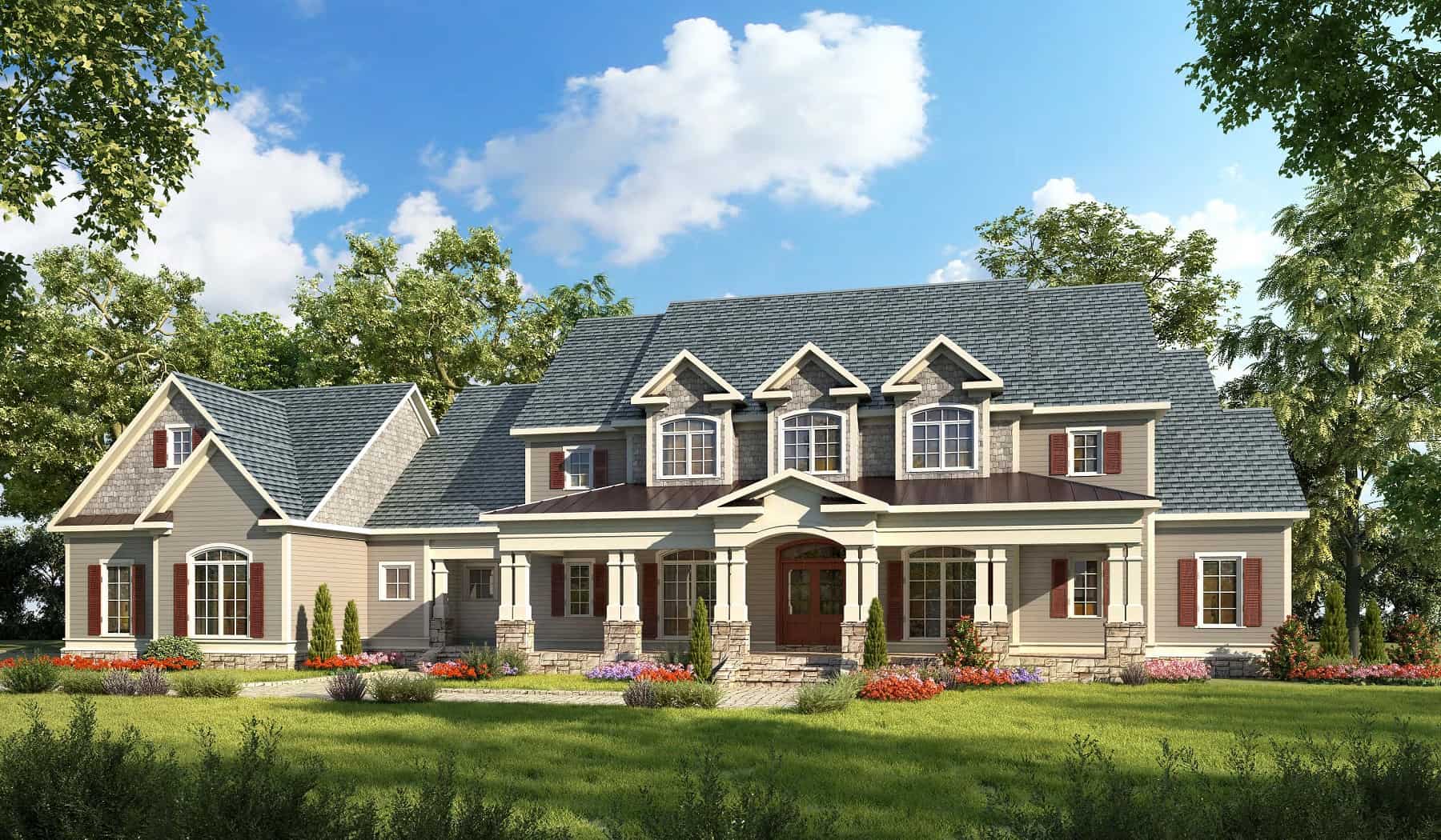 Front elevation of Traditional home (ThePlanCollection: House Plan #213-1009)