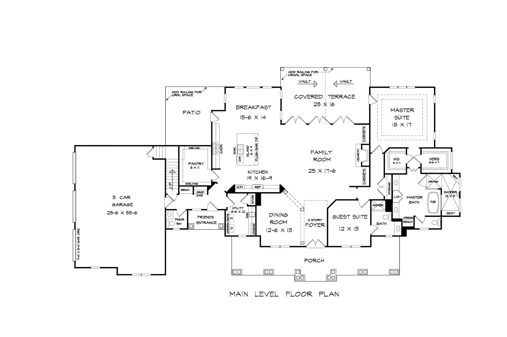 Main Level of Traditional Plan #213-1011