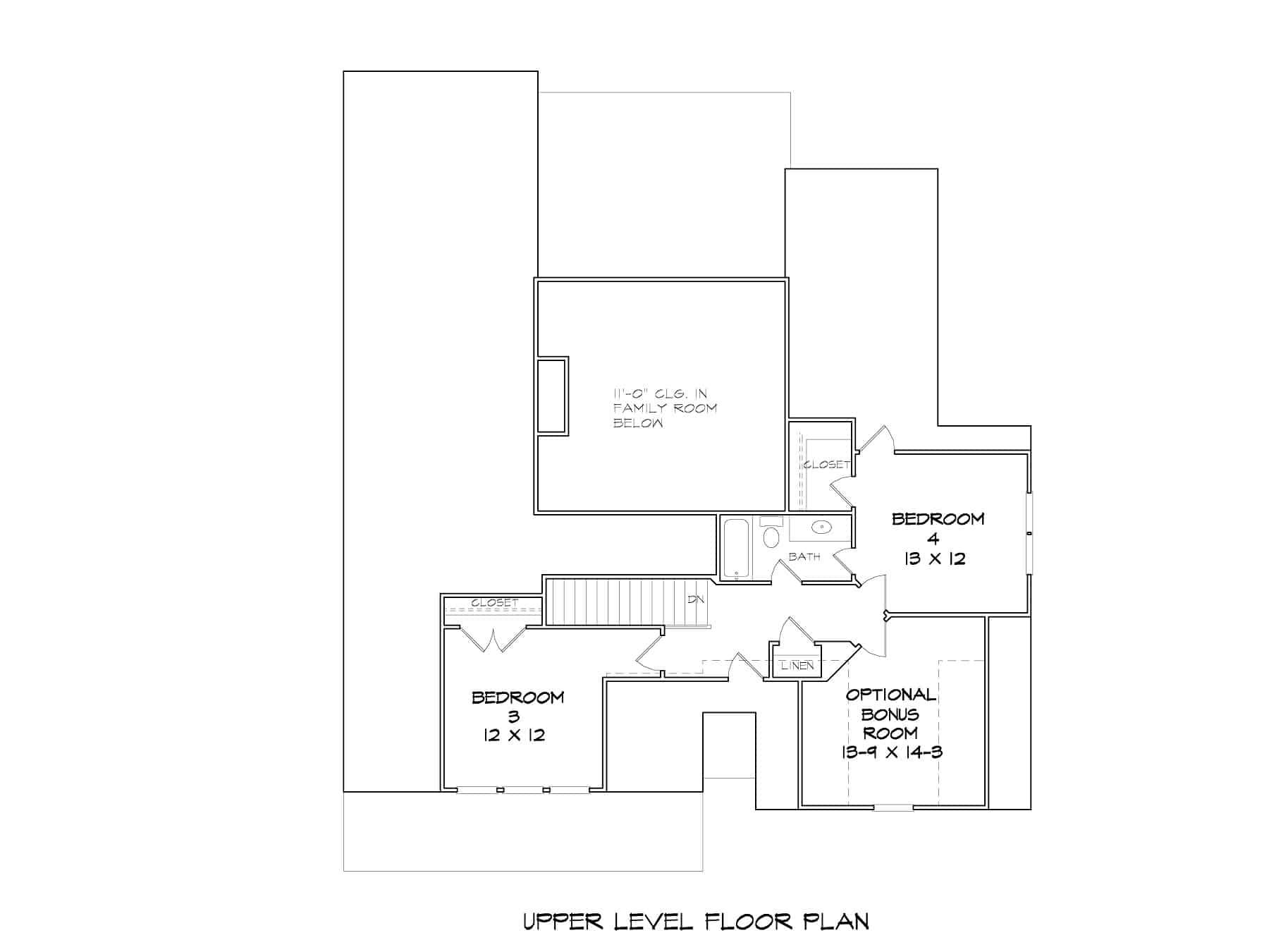 Upper Level of Craftsman Plan #213-1016