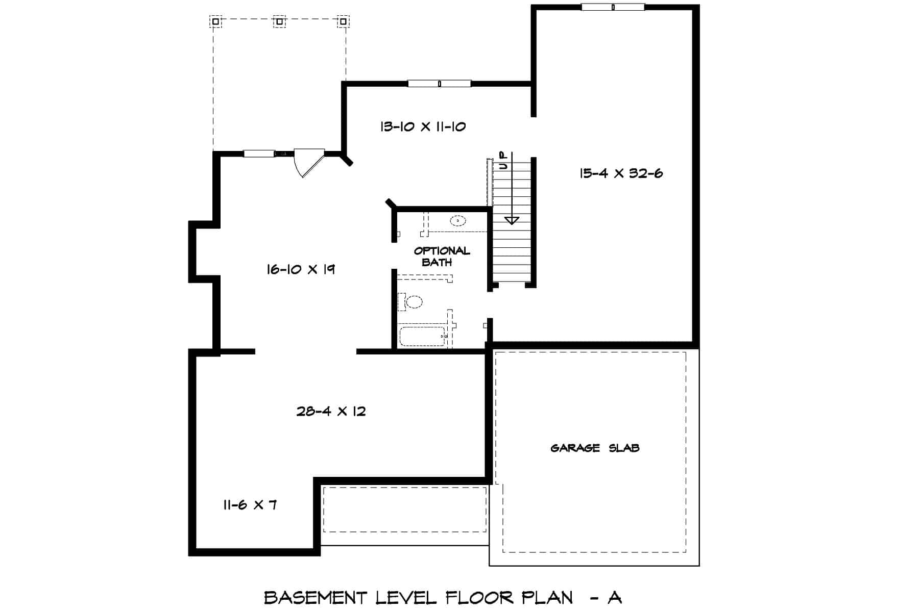 Basement of Craftsman Plan #213-1018