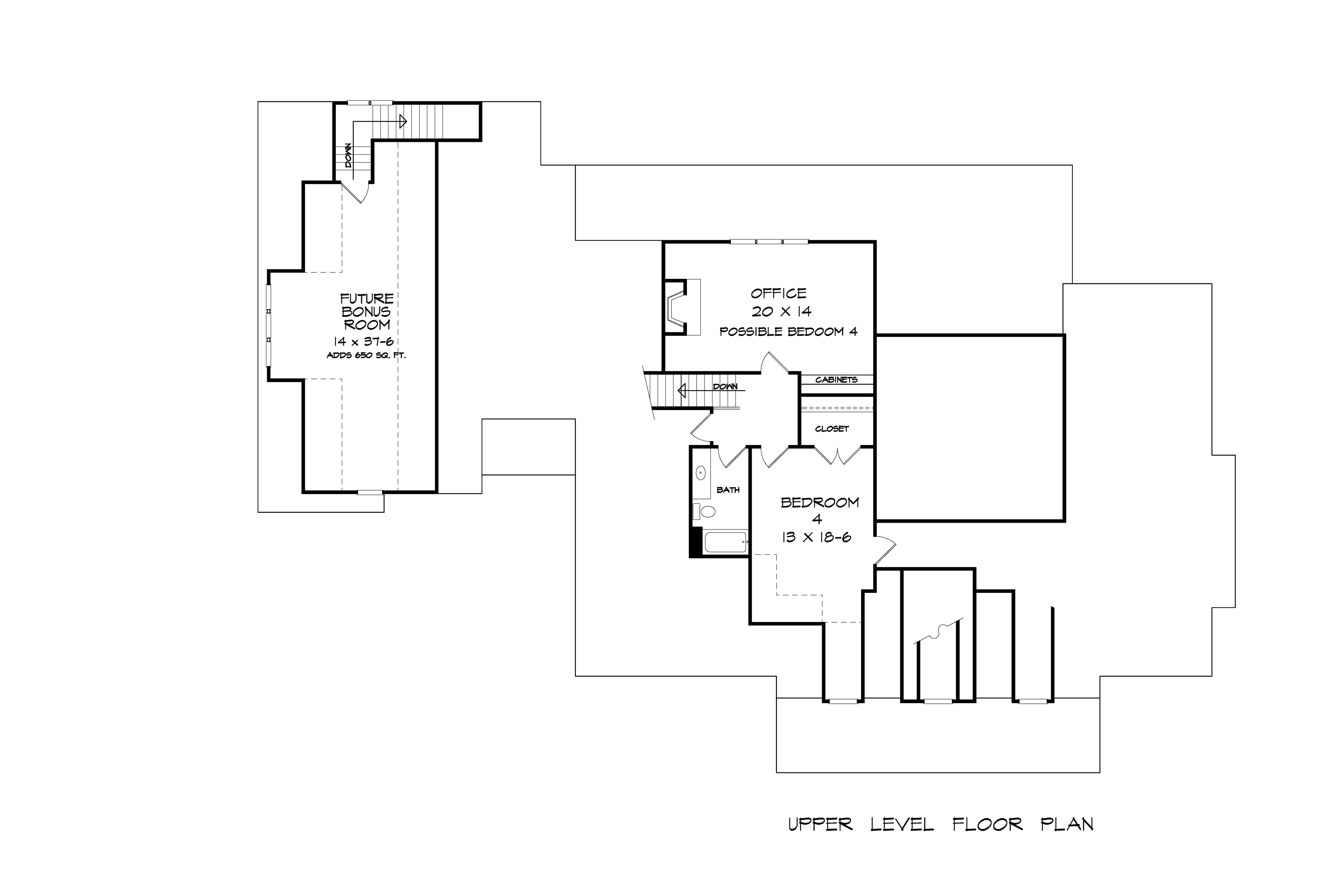 Upper Level of Craftsman Plan #213-1019