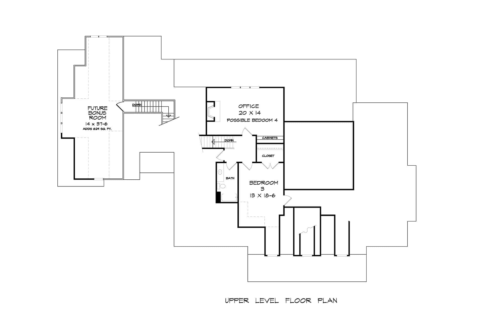 Upper Level of Craftsman Plan #213-1020
