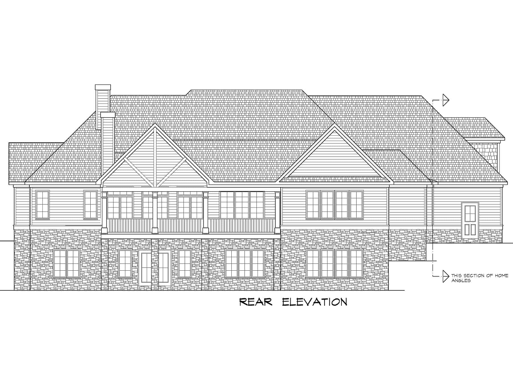 Home Plan Rear Elevation of this 4-Bedroom,3337 Sq Ft Plan -213-1022