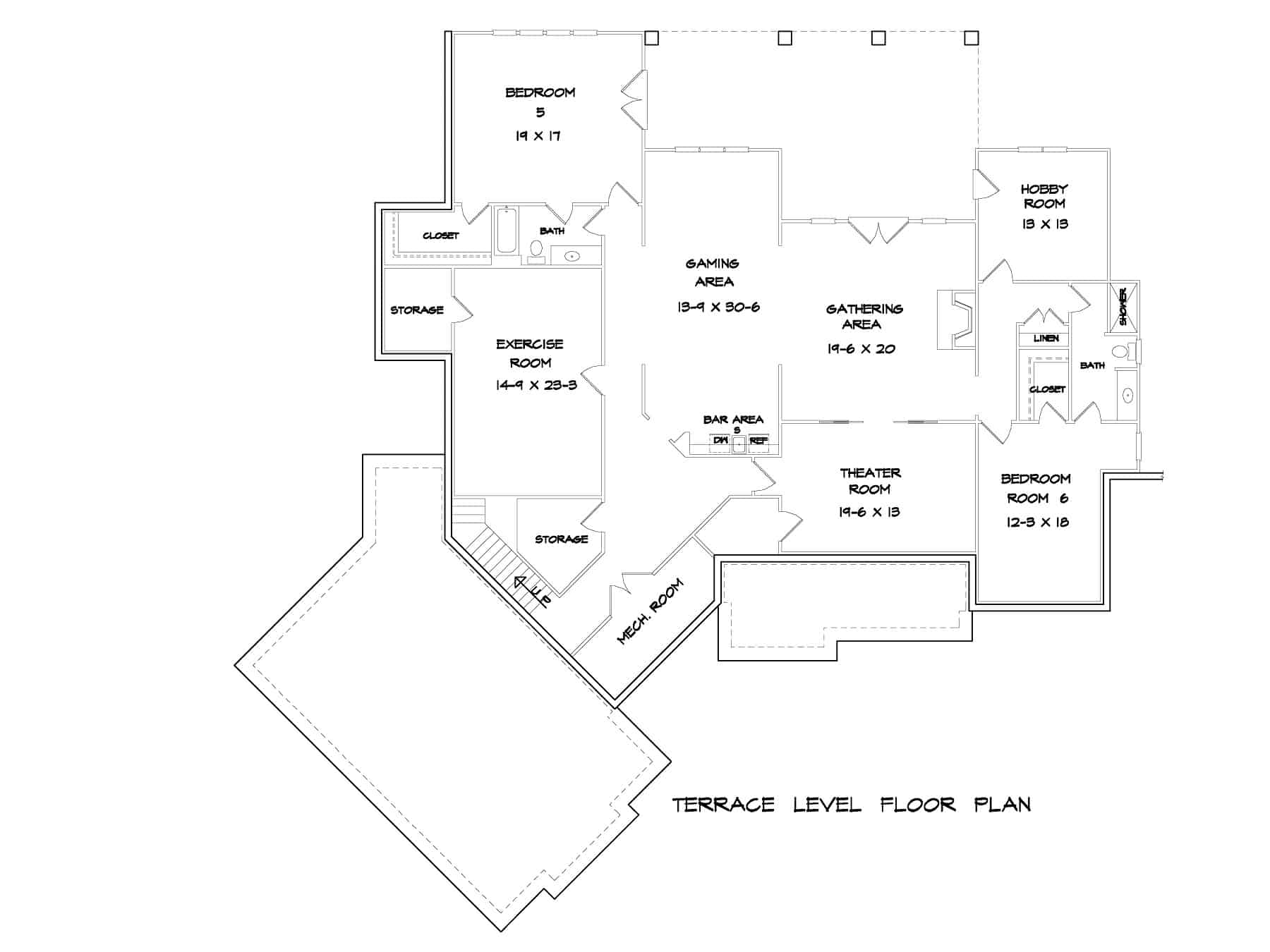 Basement of Craftsman Plan #213-1022