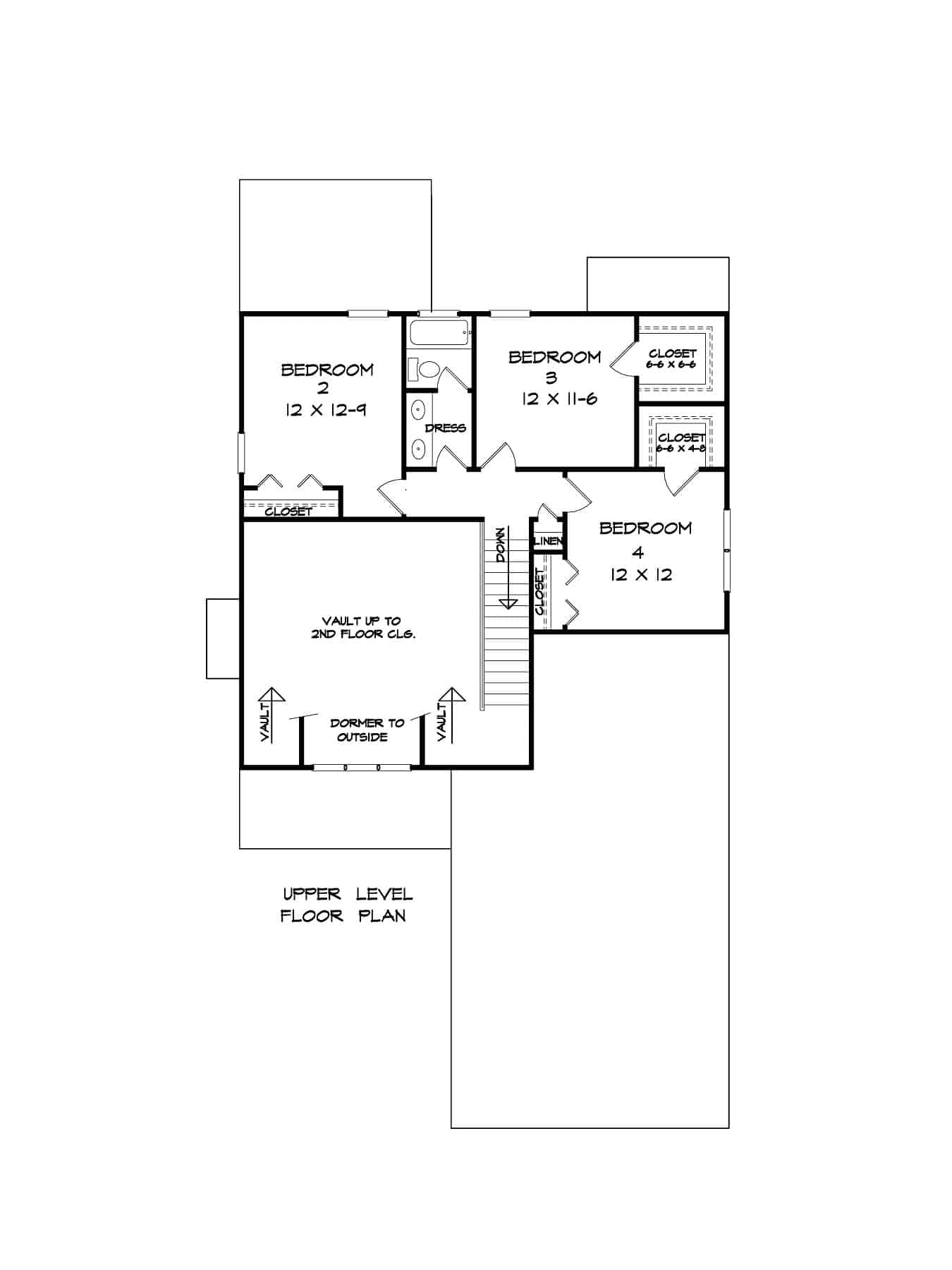 Upper Level of Craftsman Plan #213-1023