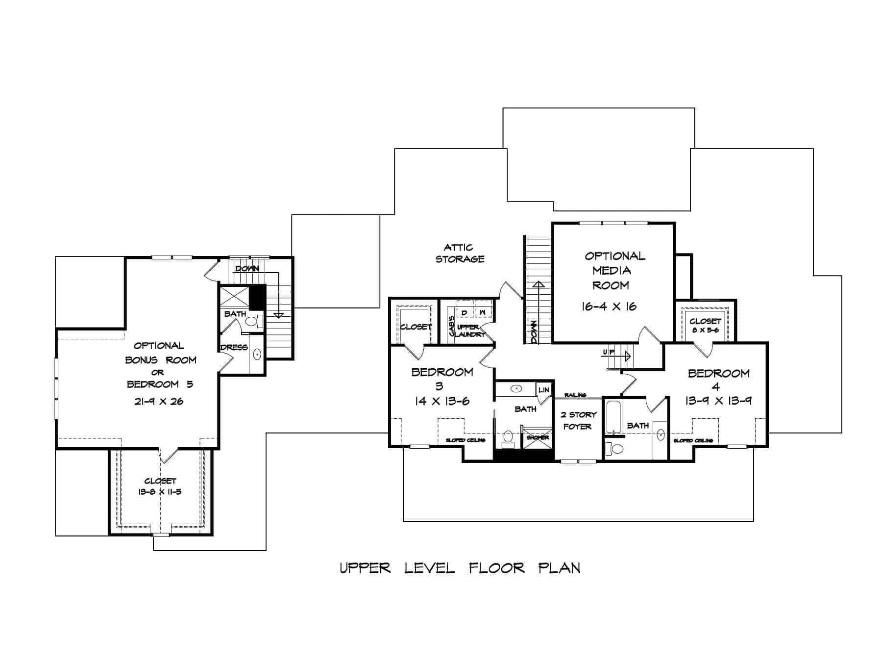 Upper Level of Modern Farmhouse Plan #213-1026