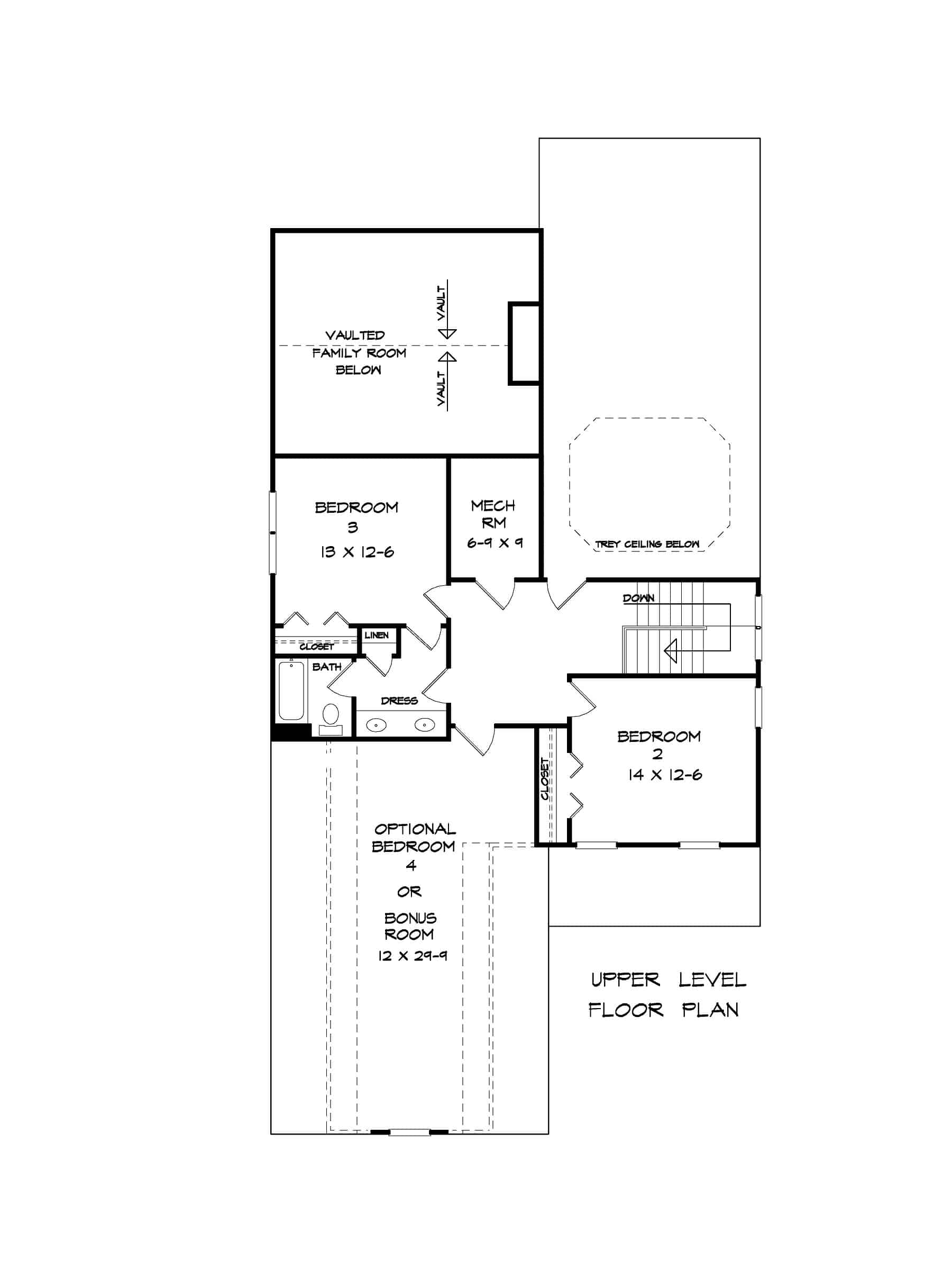 Upper Level of Craftsman Plan #213-1027