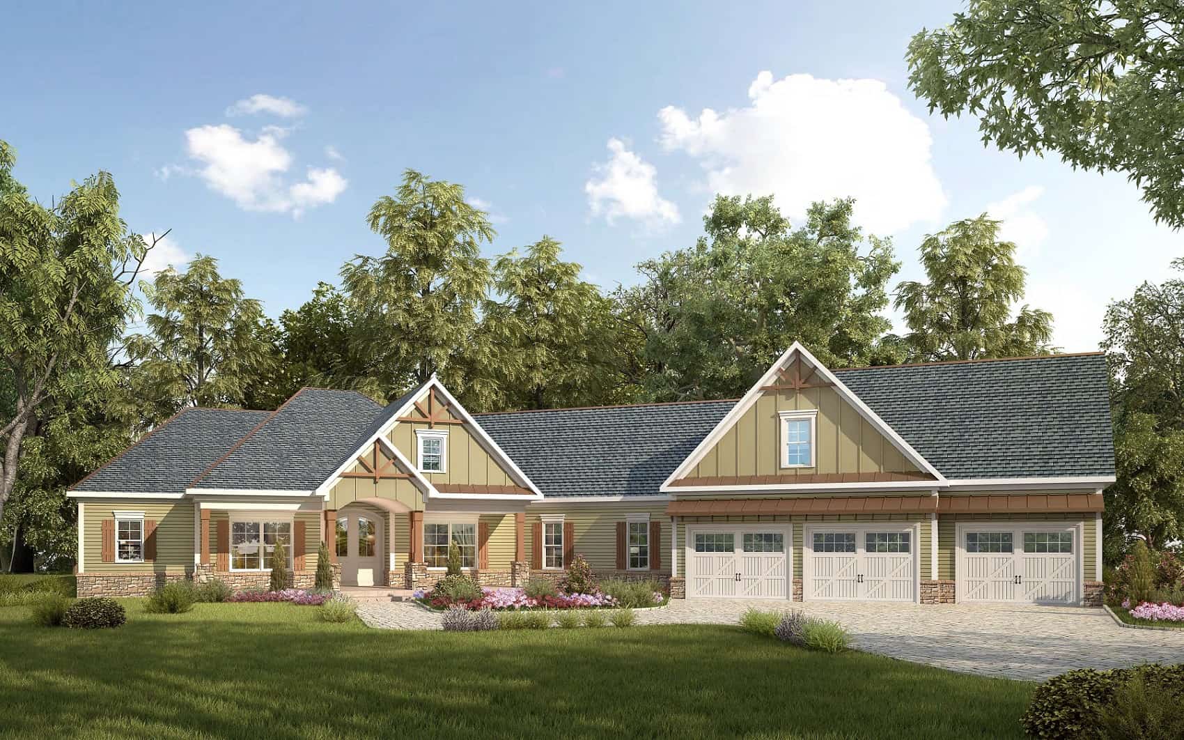 Front elevation of Traditional home (ThePlanCollection: House Plan #213-1028)