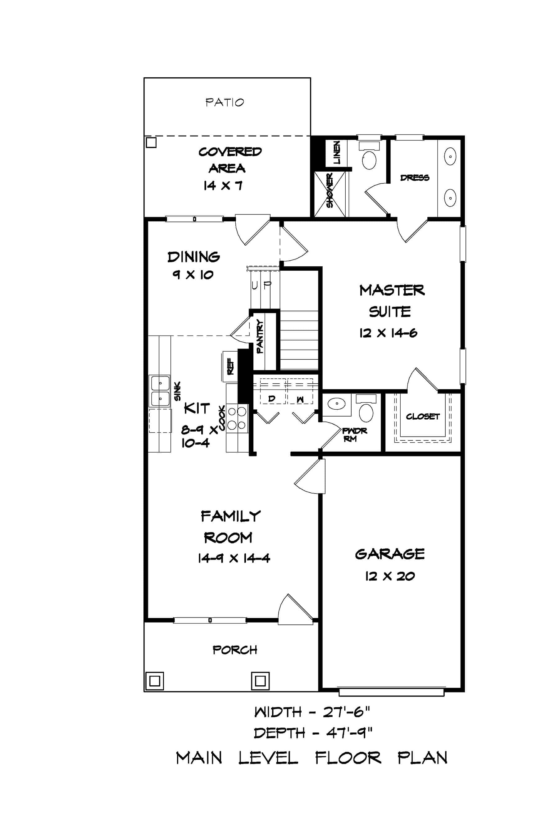 Main Level of Craftsman Plan #213-1029