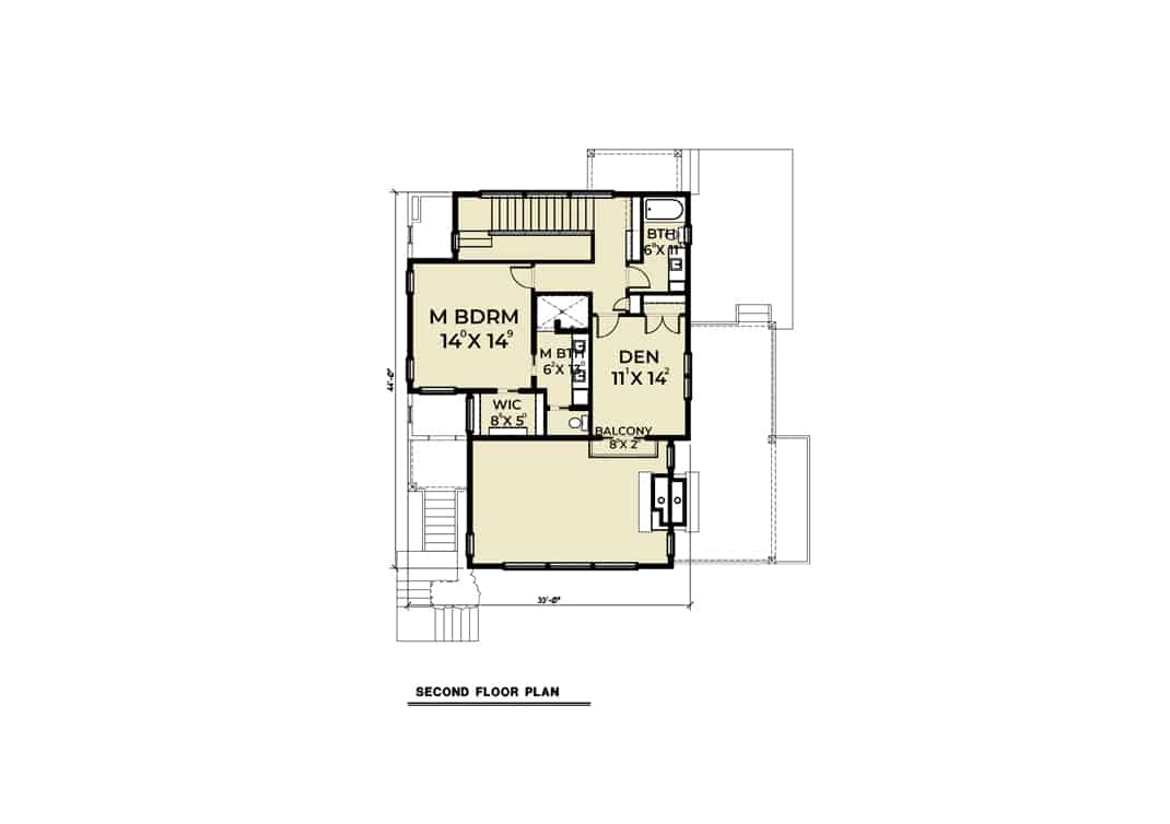 Upper Level of Contemporary Plan #214-1000