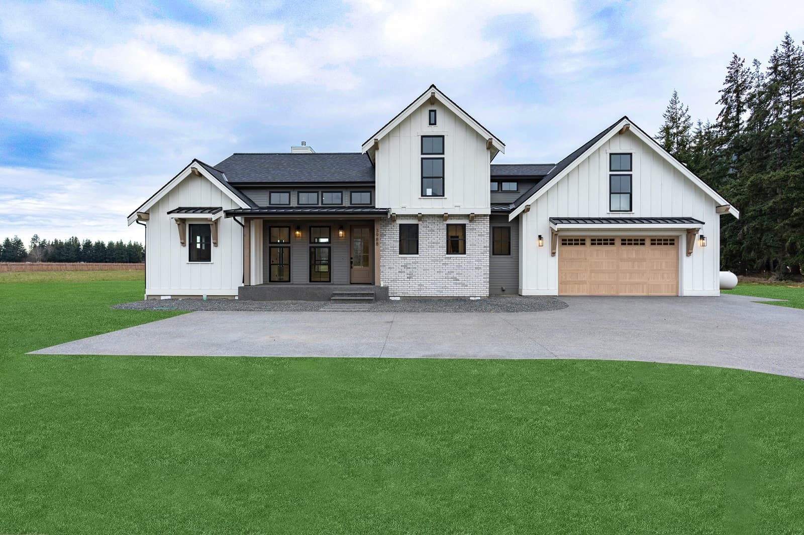 Front elevation of Contemporary home (ThePlanCollection: House Plan #214-1001)