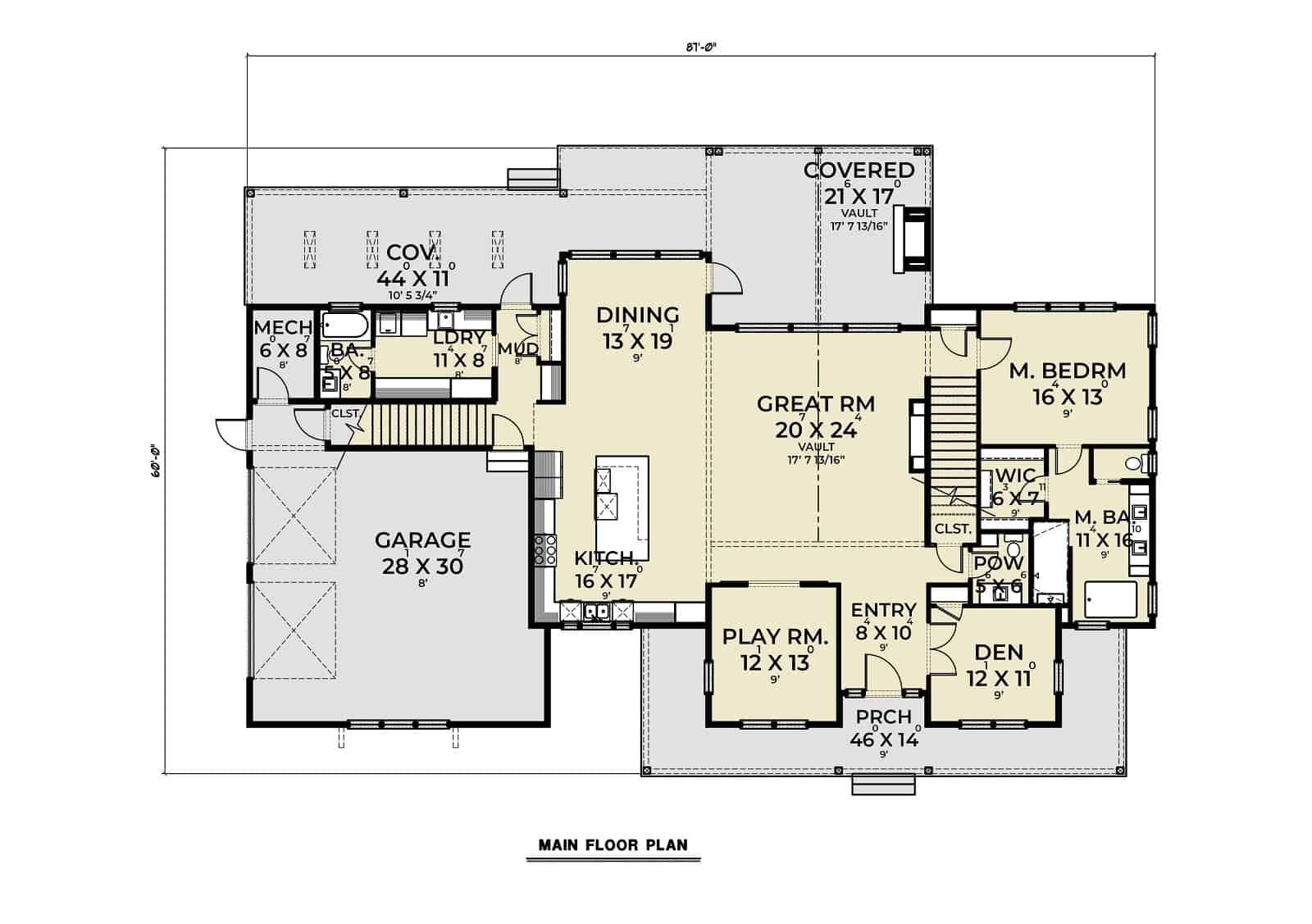 Main Level of Contemporary Plan #214-1002