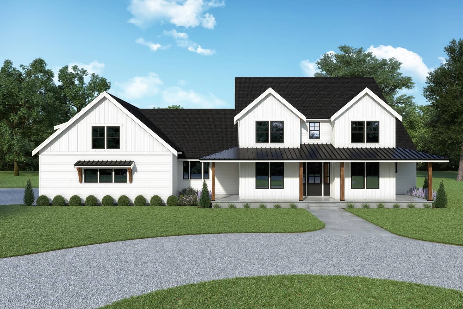 Front elevation of Contemporary home (ThePlanCollection: House Plan #214-1002)