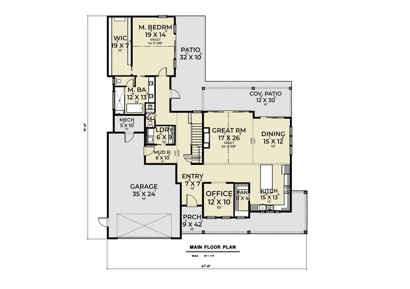 Main Level of Contemporary Plan #214-1003