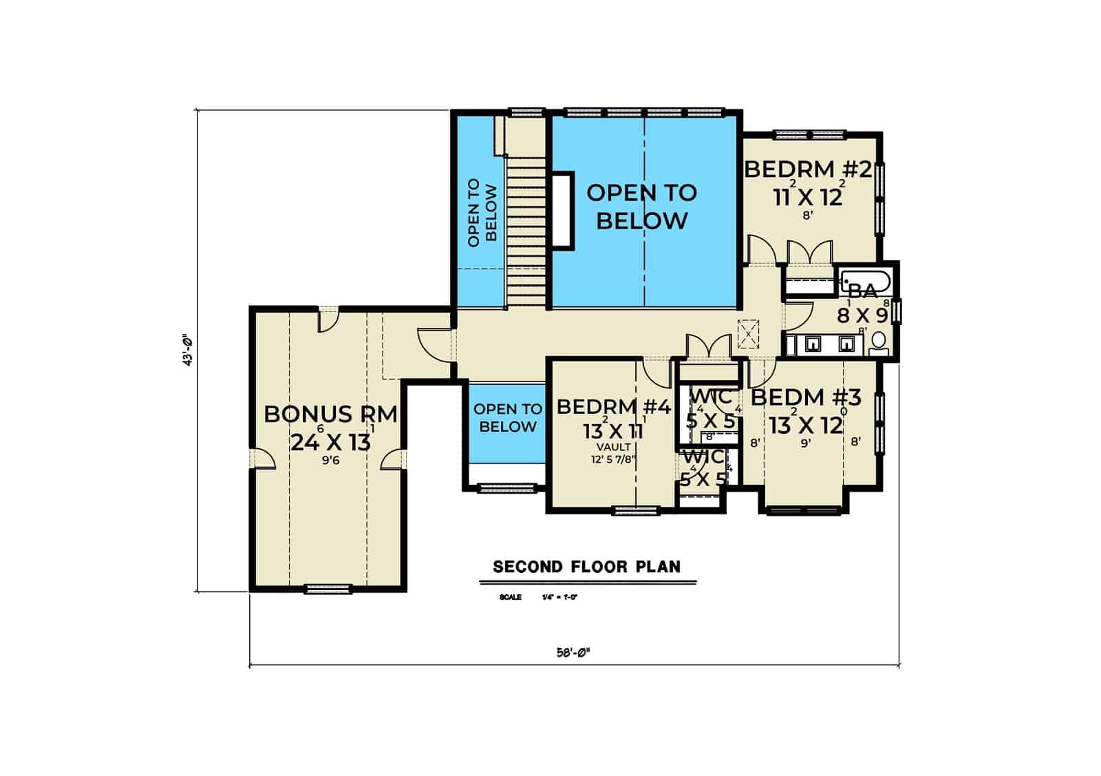 Upper Level of Contemporary Plan #214-1003