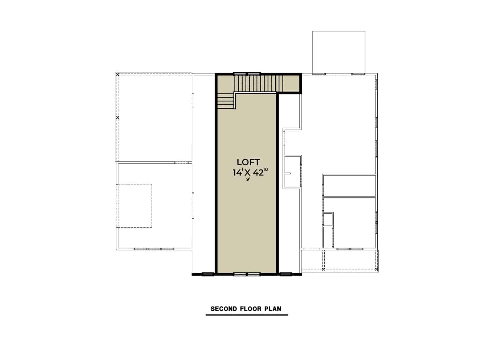 Upper Level of Barn Style Plan #214-1008