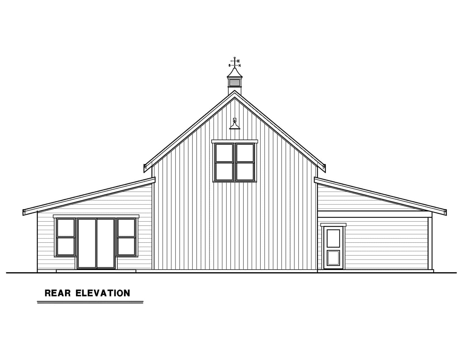 Home Plan Rear Elevation of this 1-Bedroom,1580 Sq Ft Plan -214-1008