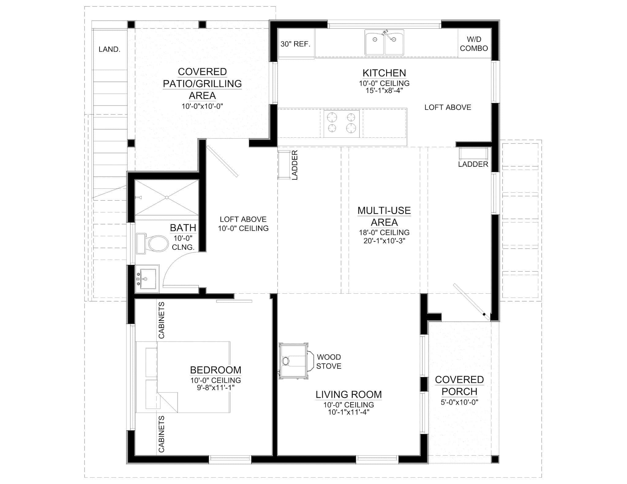 Main Level of Modern Plan #216-1001