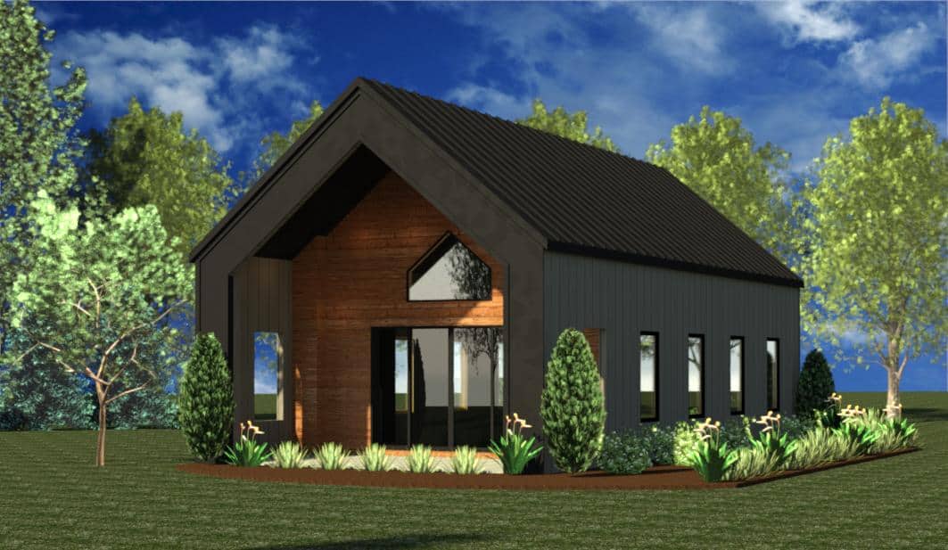 Front elevation of Modern home (ThePlanCollection: House Plan #216-1003)