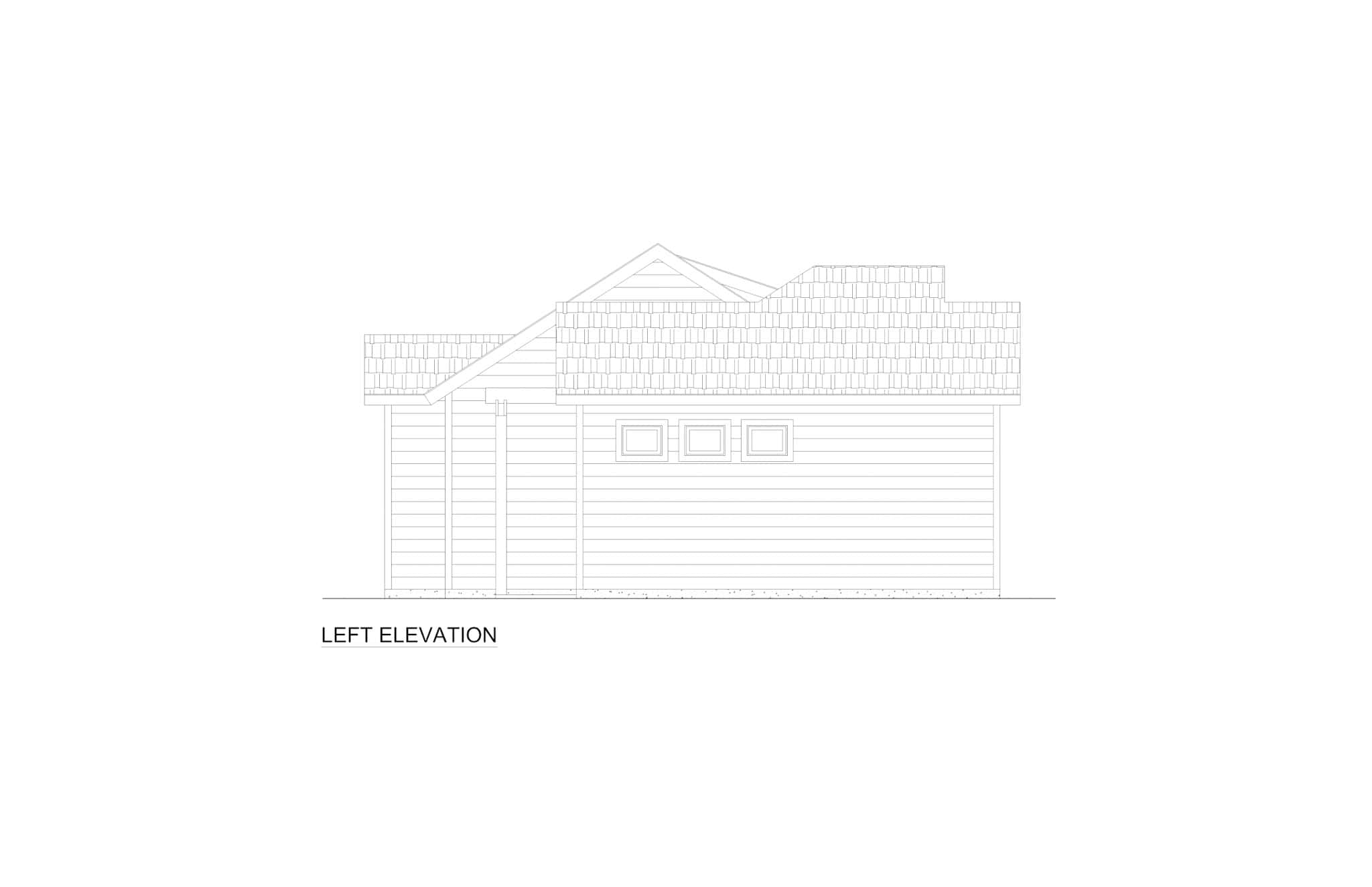 Home Plan Left Elevation of this 1-Bedroom,894 Sq Ft Plan -216-1005