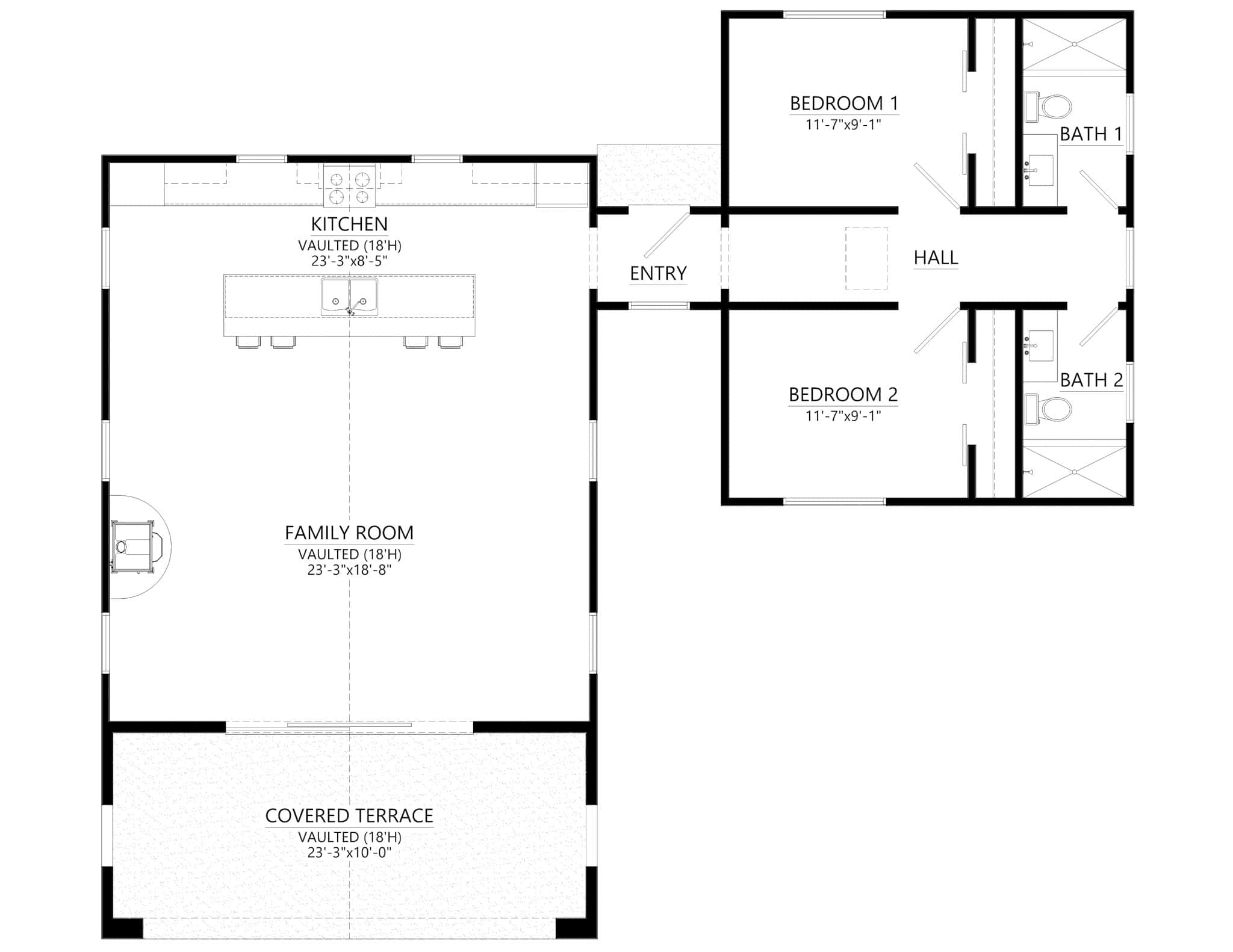 Main Level of Rustic Plan #216-1007