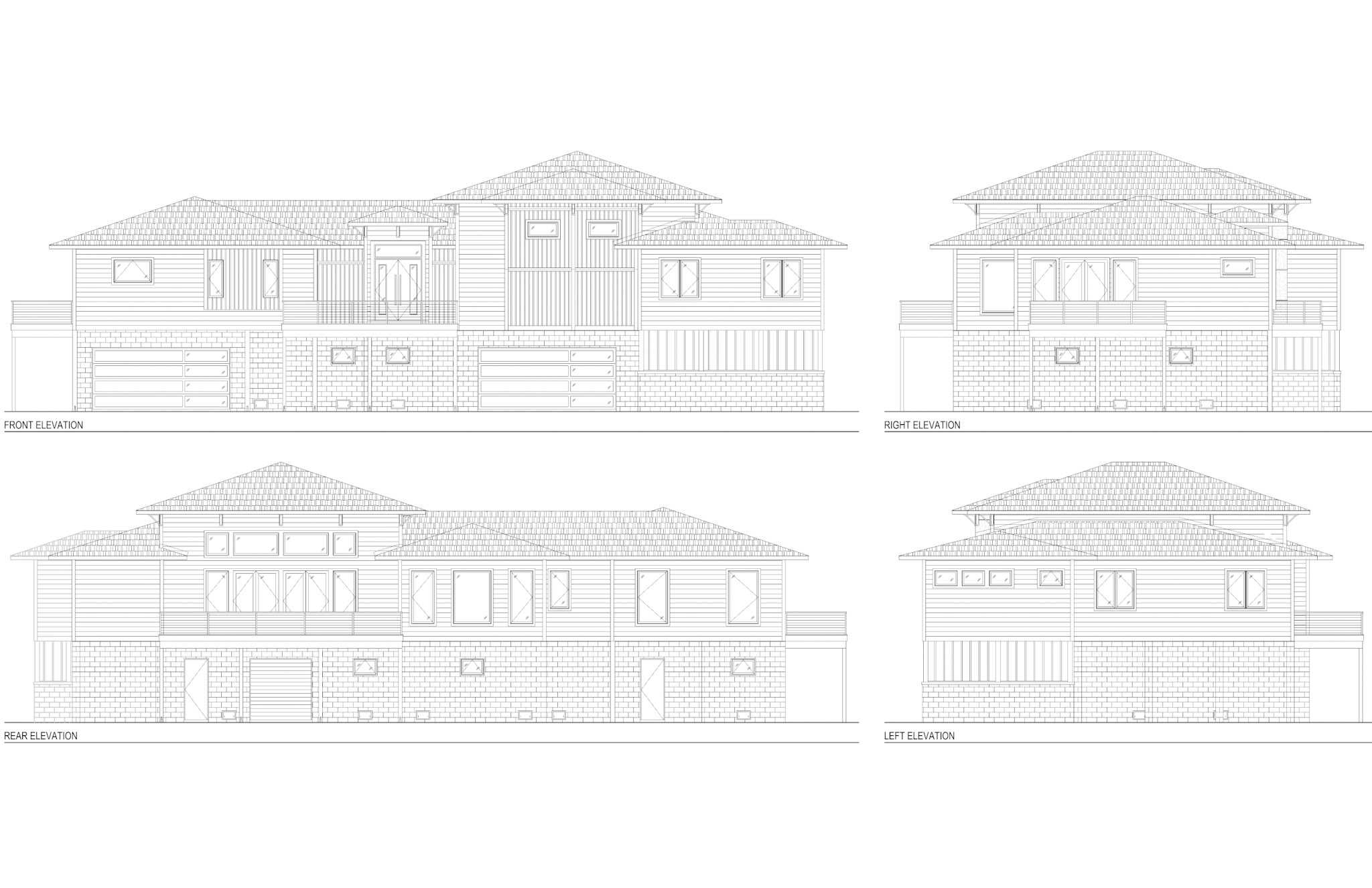 Home Plan Elevations of this 4-Bedroom,3708 Sq Ft Plan -216-1009