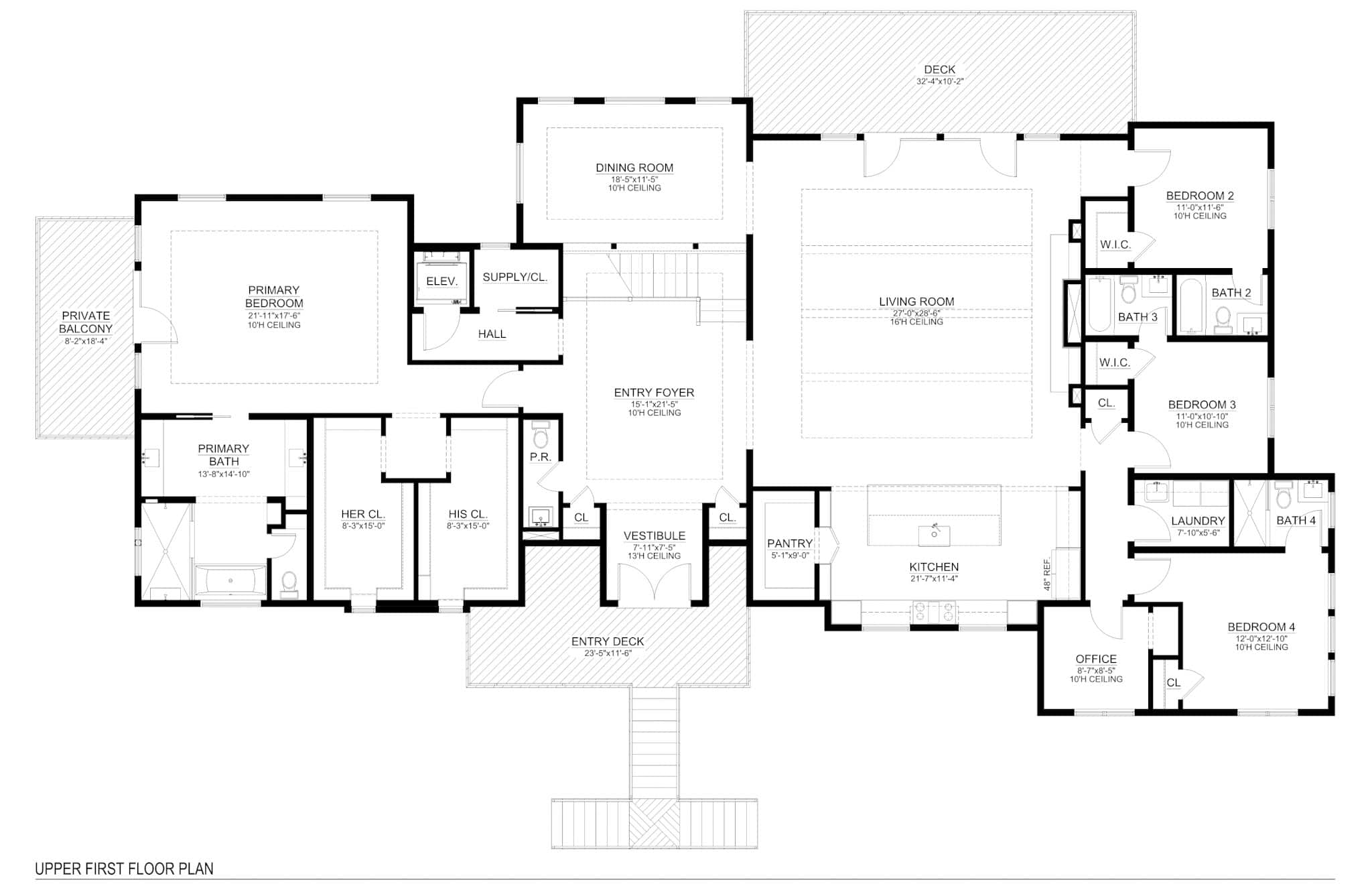 Main Level of Modern Plan #216-1009