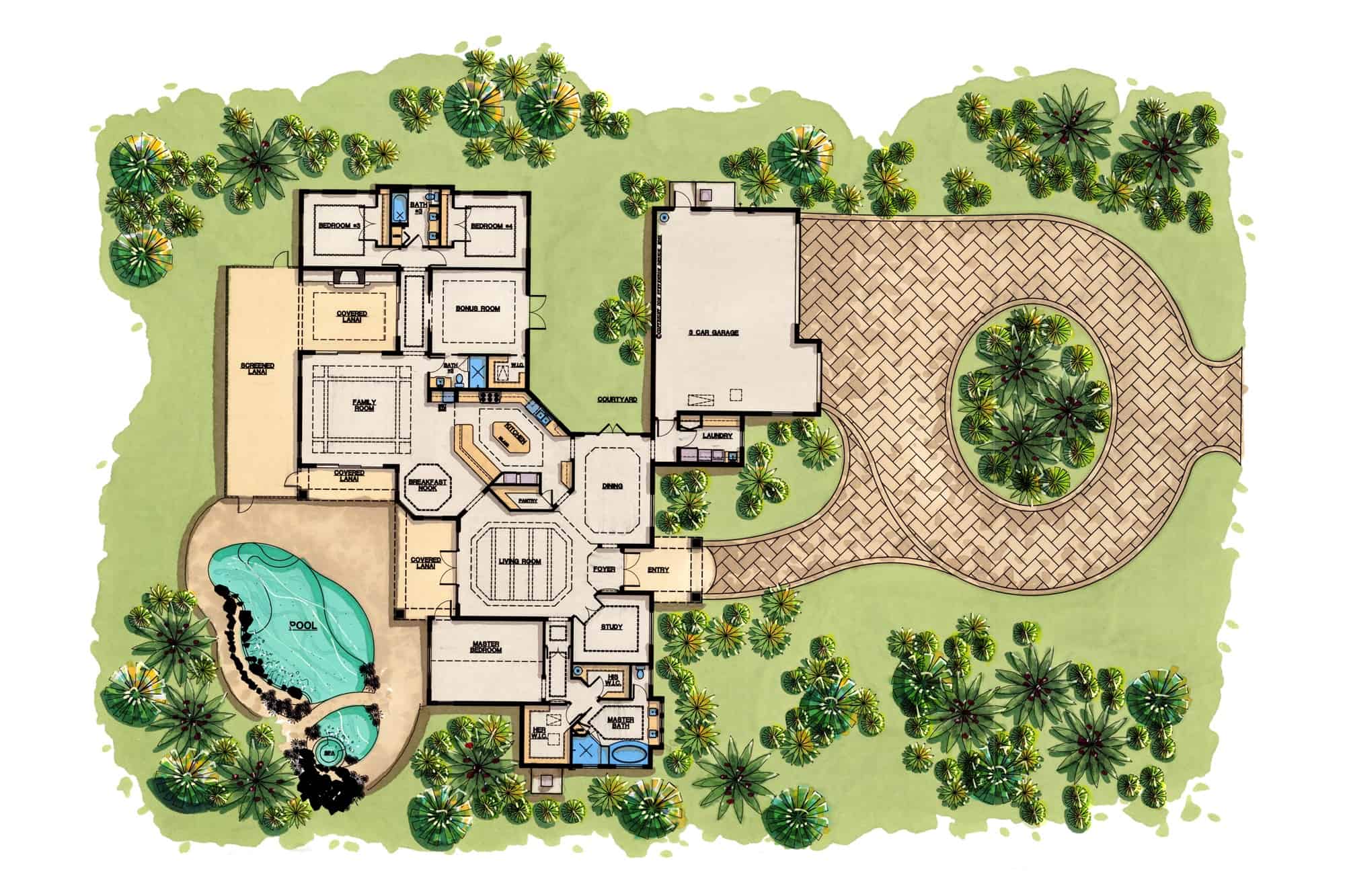 Main Level of Traditional Plan #219-1000