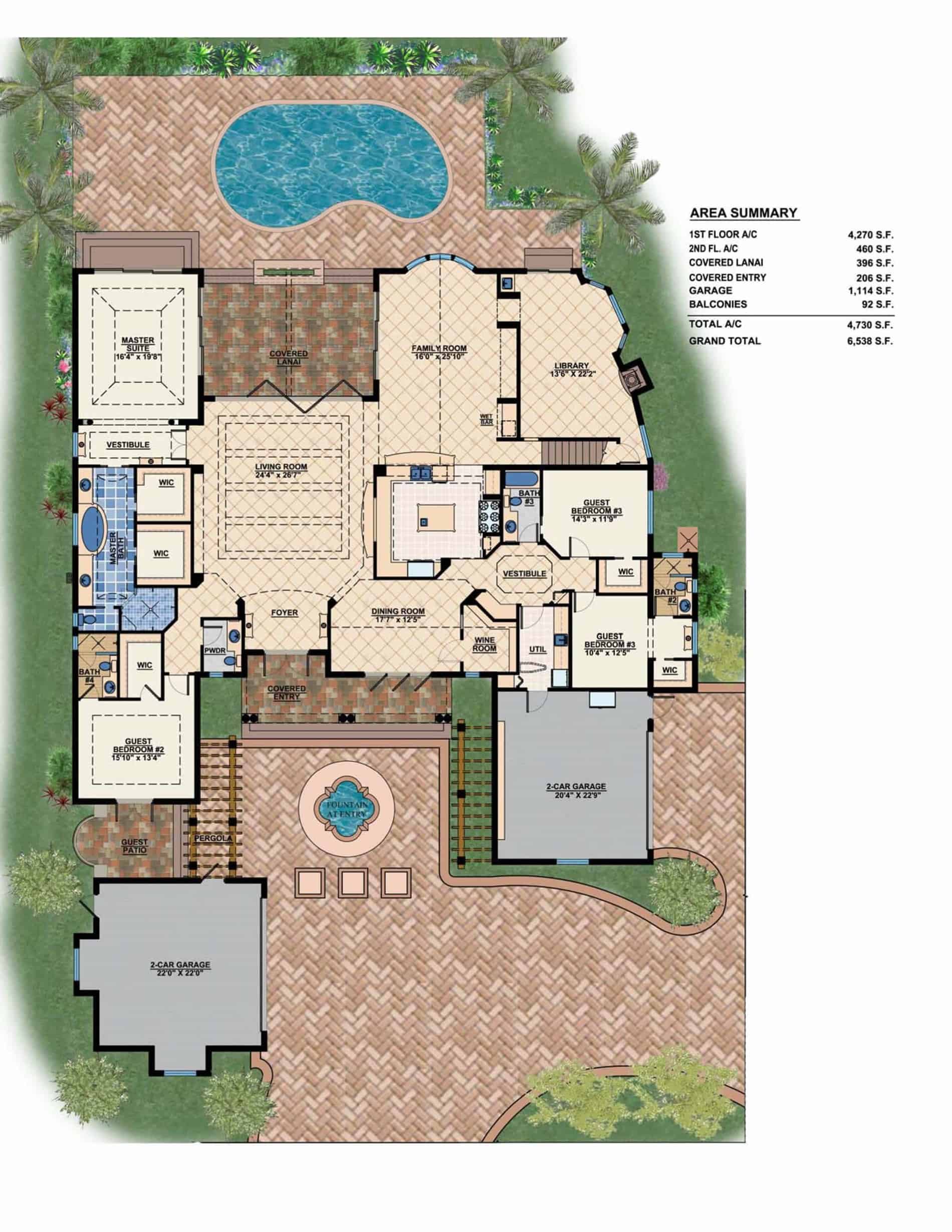 Main Level of Mediterranean Plan #219-1001