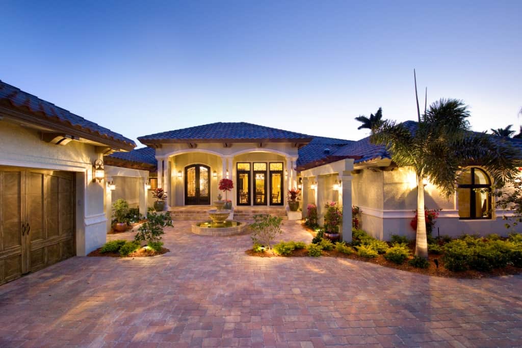 Front elevation of Mediterranean home (ThePlanCollection: House Plan #219-1001)