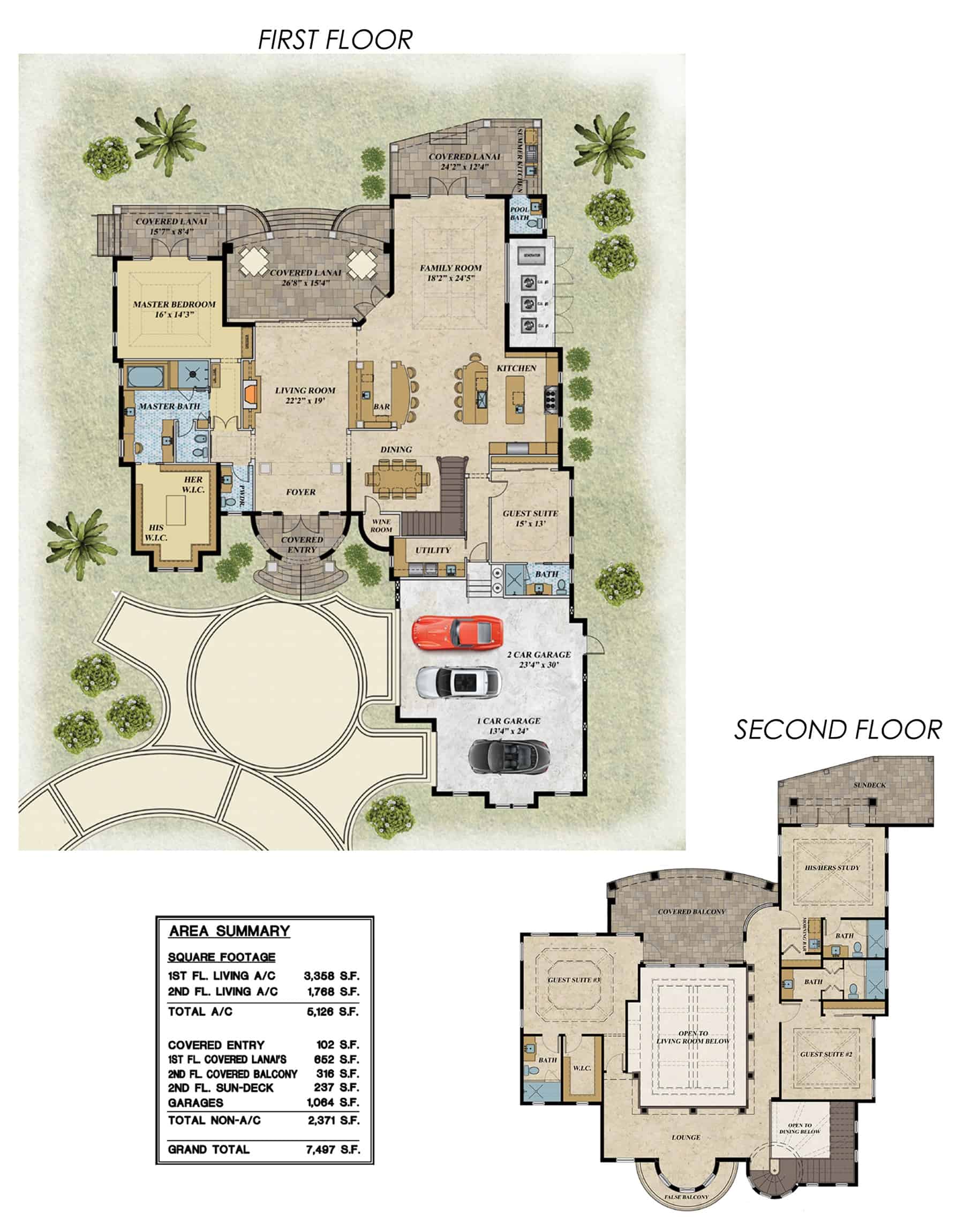 Main Level of Florida Style Plan #219-1002