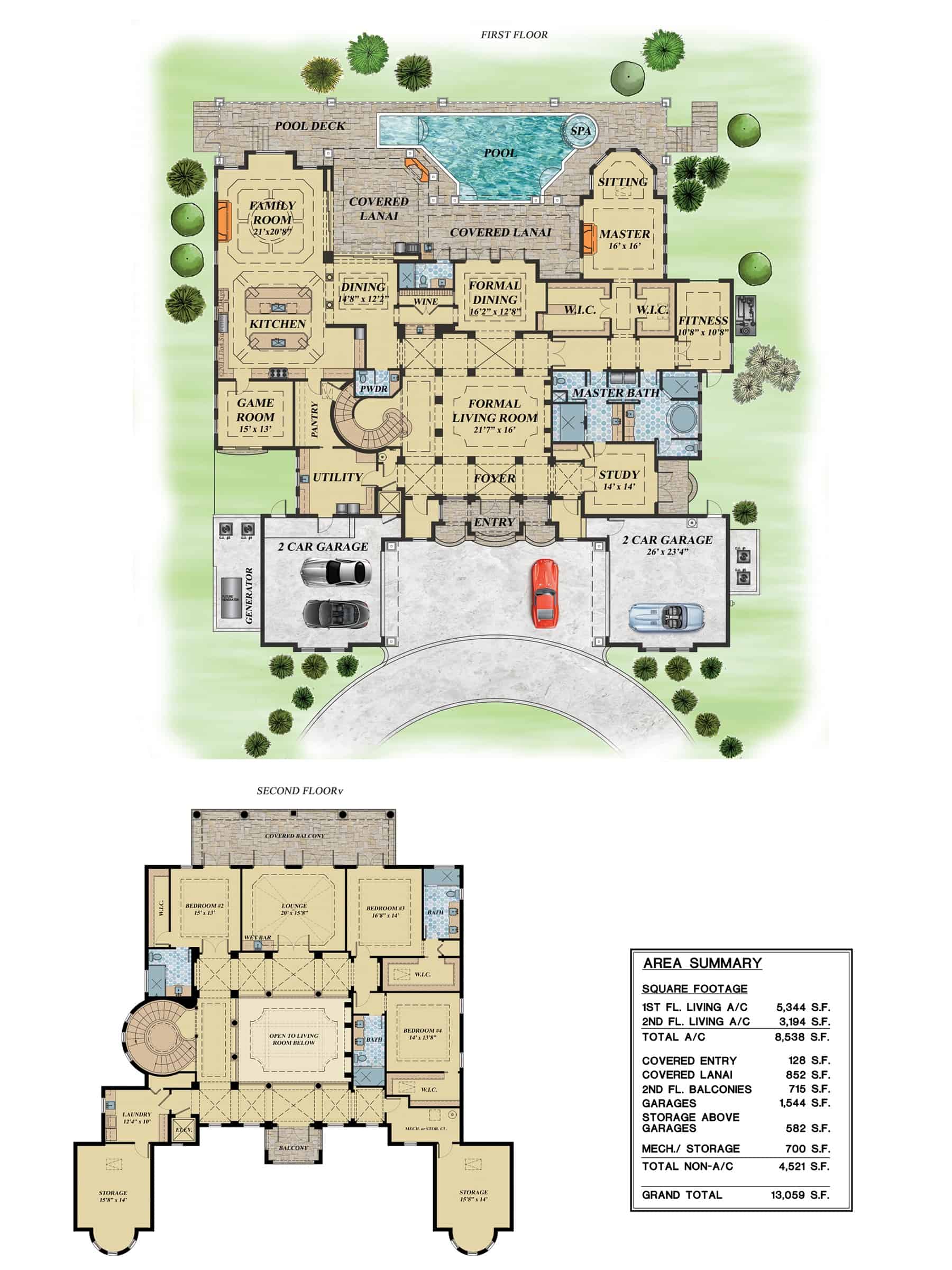 Main Level of Mediterranean Plan #219-1004