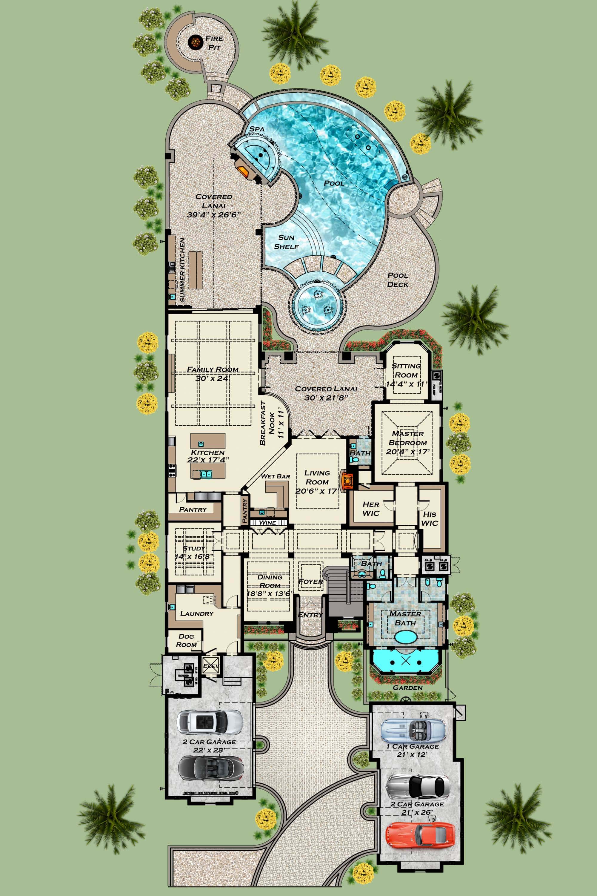 Main Level of Luxury Plan #219-1005
