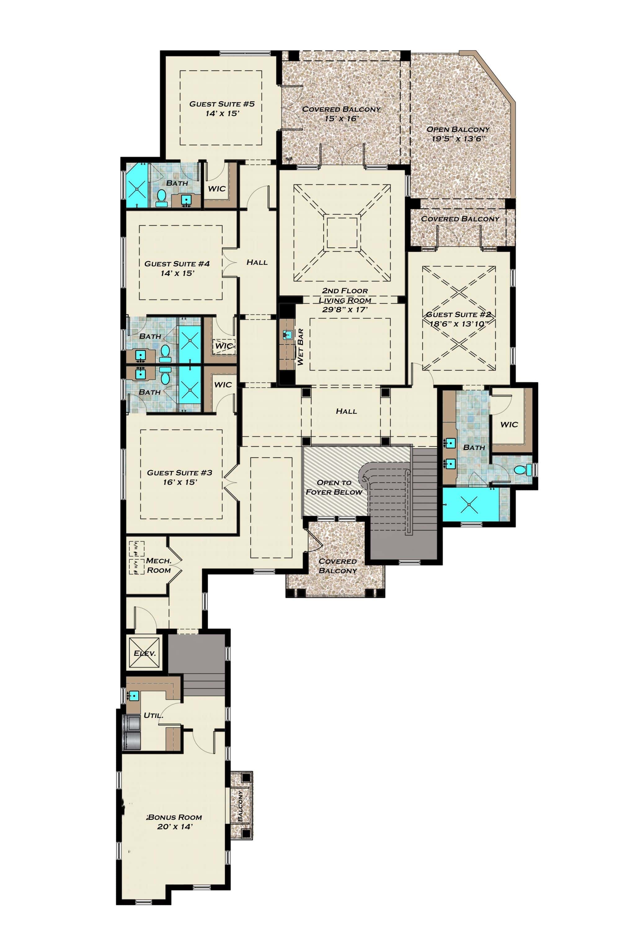 Upper Level of Luxury Plan #219-1005