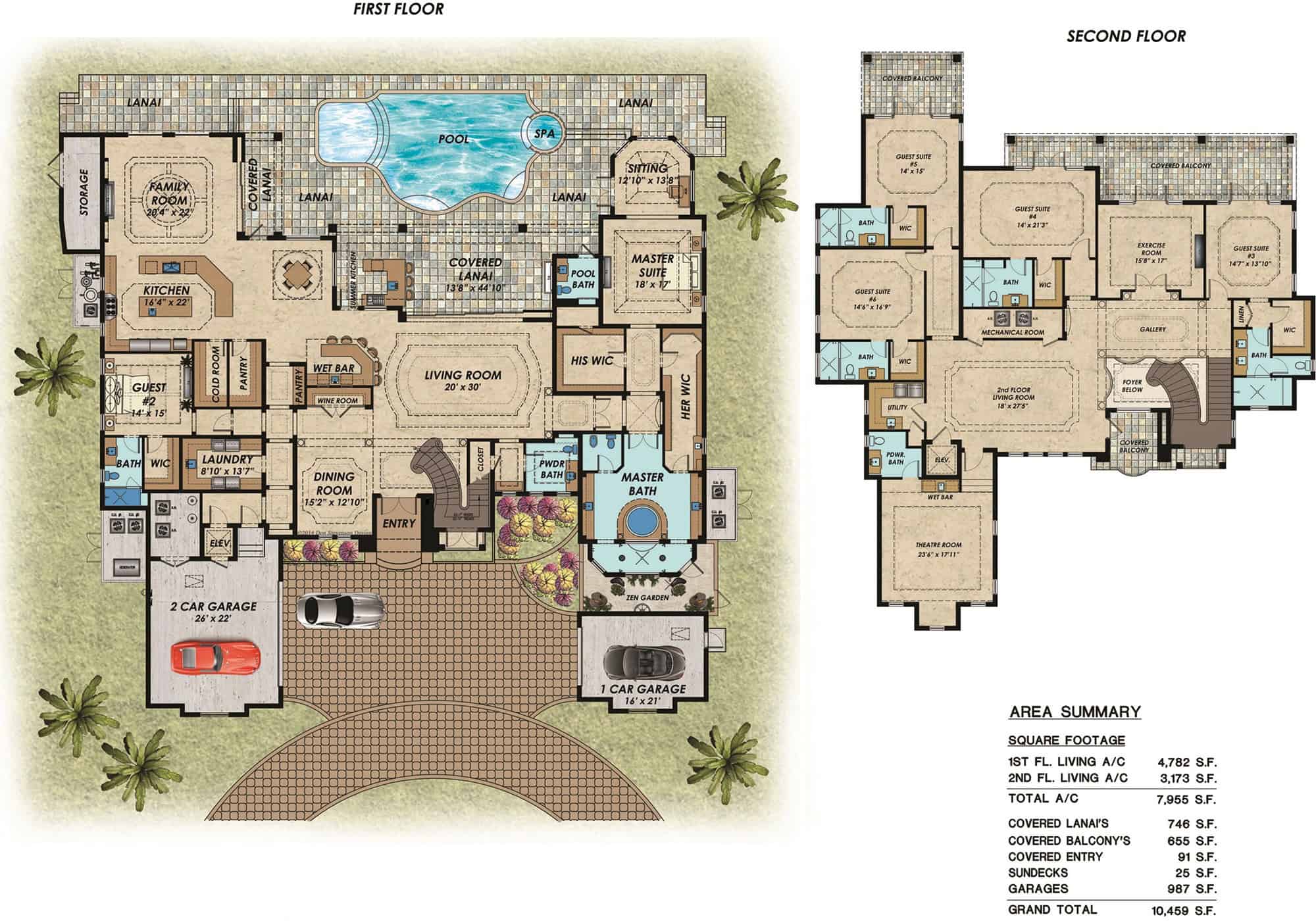 Main Level of Luxury Plan #219-1017