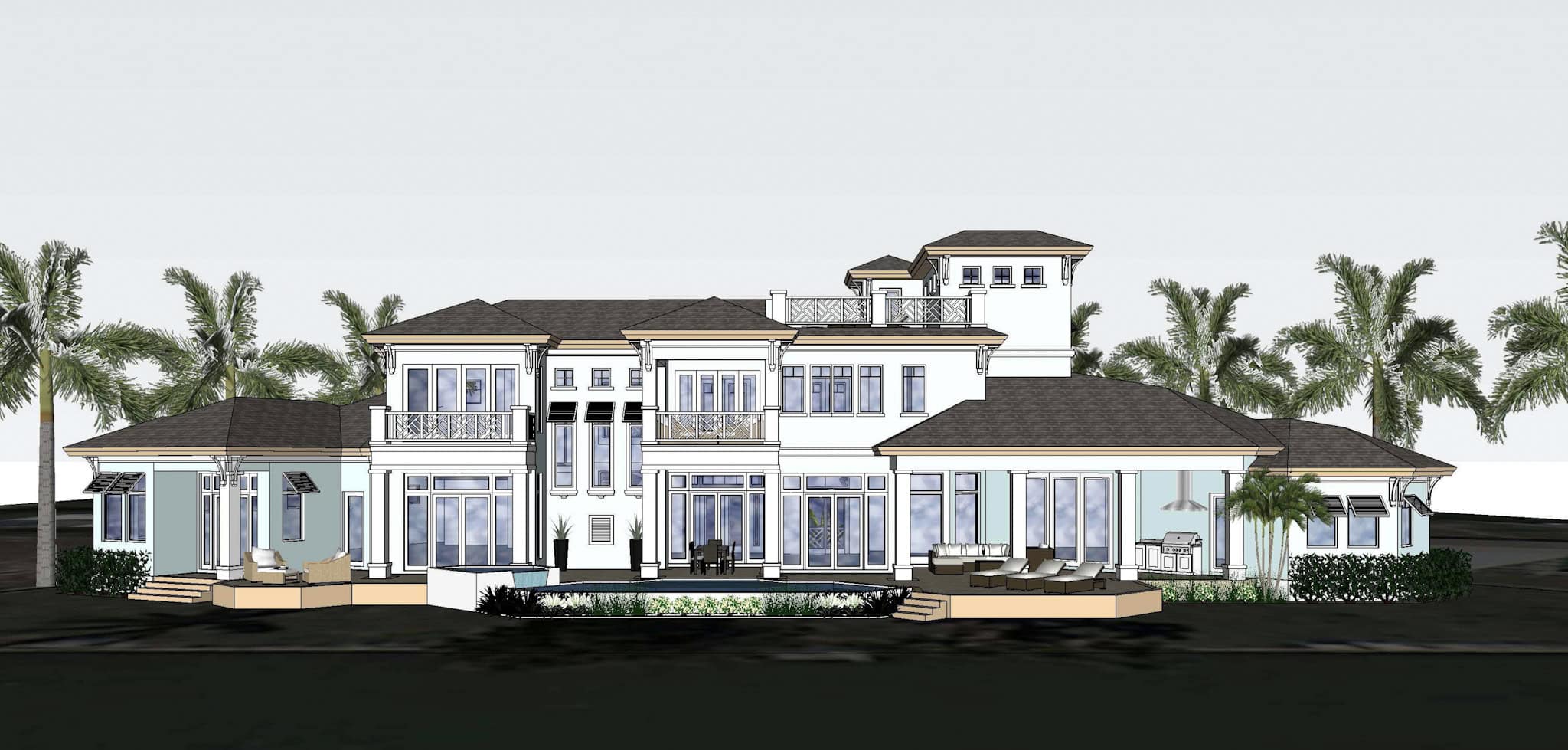 Home Plan Rear Elevation of this 4-Bedroom,5093 Sq Ft Plan -219-1020