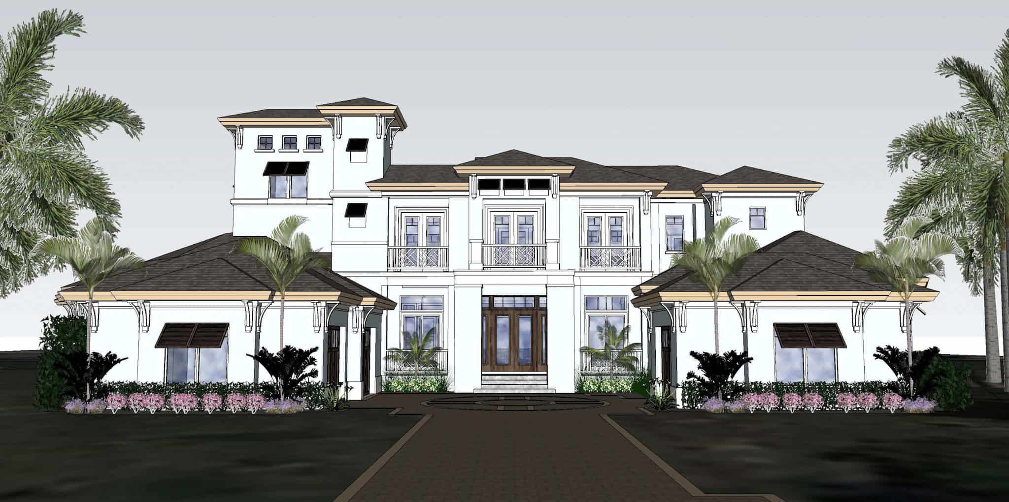 Home Plan Front Elevation of this 4-Bedroom,5093 Sq Ft Plan -219-1020