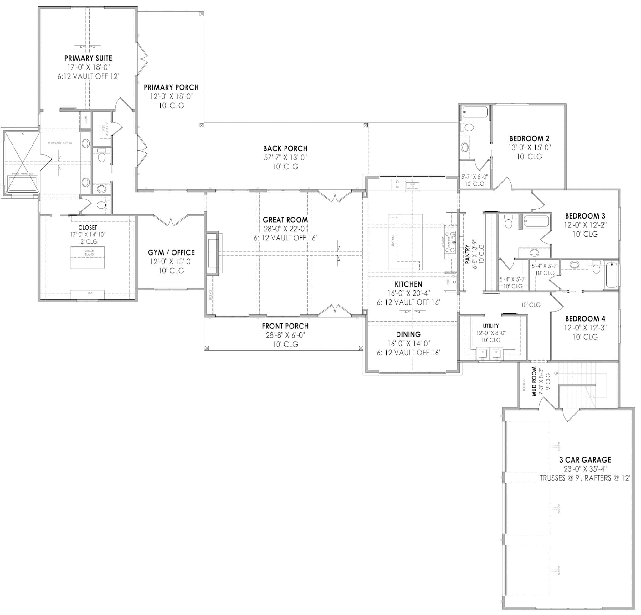 Main Level of Ranch Plan #220-1000