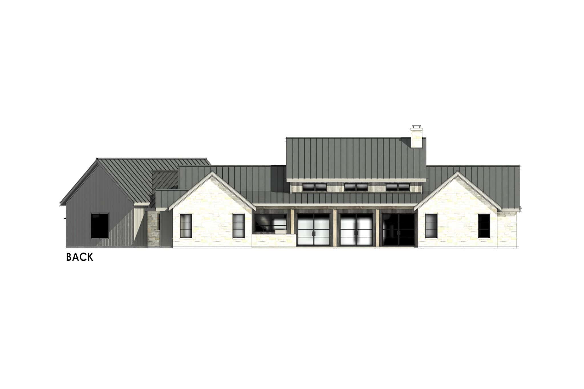Home Plan Rear Elevation of this 4-Bedroom,3609 Sq Ft Plan -220-1002