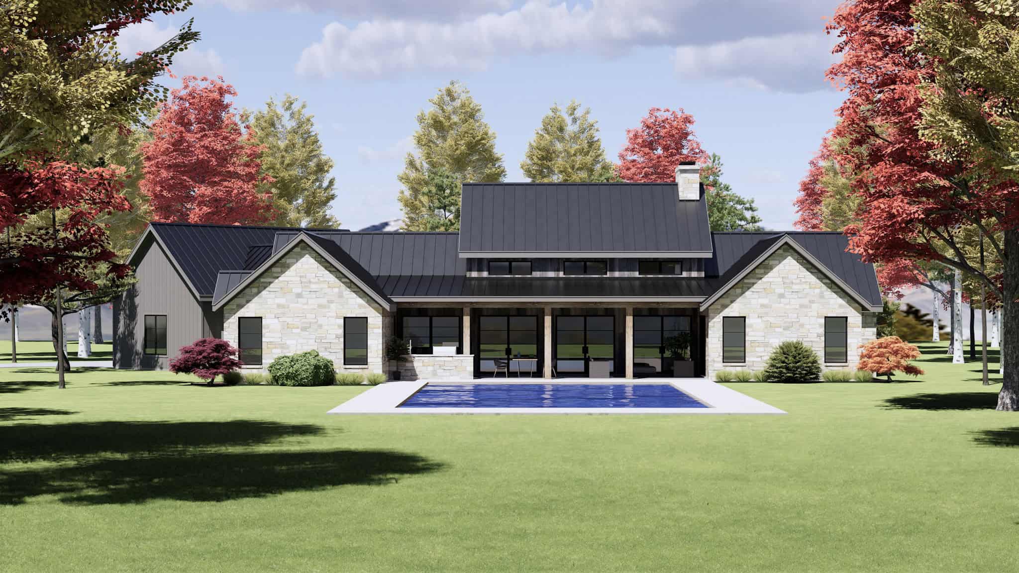 Rear View of this 4-Bedroom,3609 Sq Ft Plan -220-1002