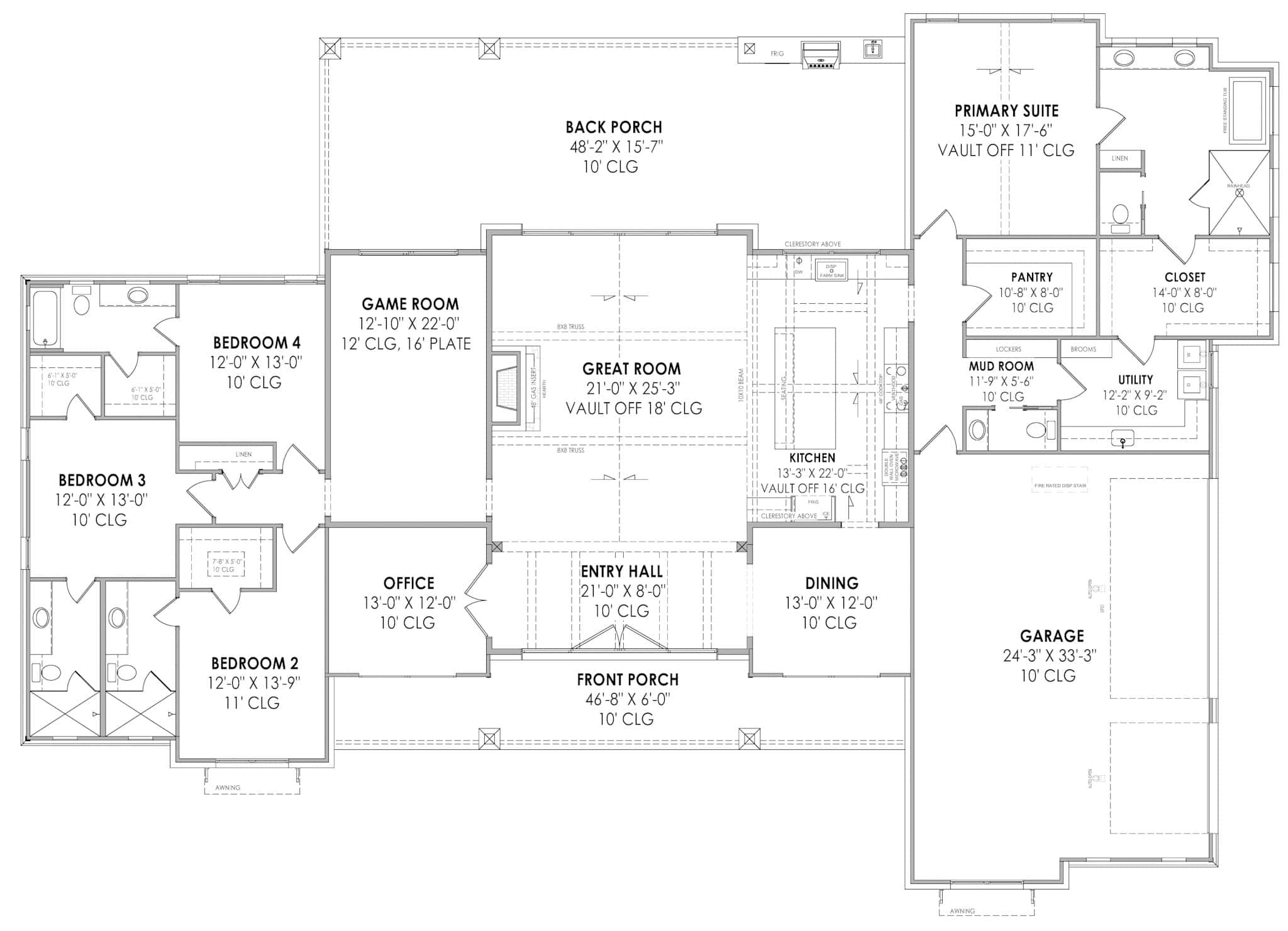 Main Level of Modern Farmhouse Plan #220-1004