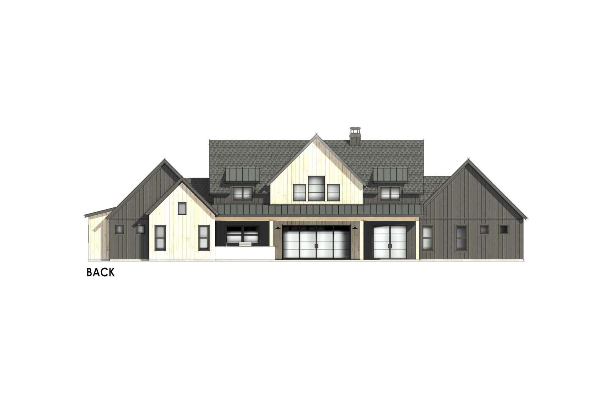 Home Plan Rear Elevation of this 4-Bedroom,3652 Sq Ft Plan -220-1005