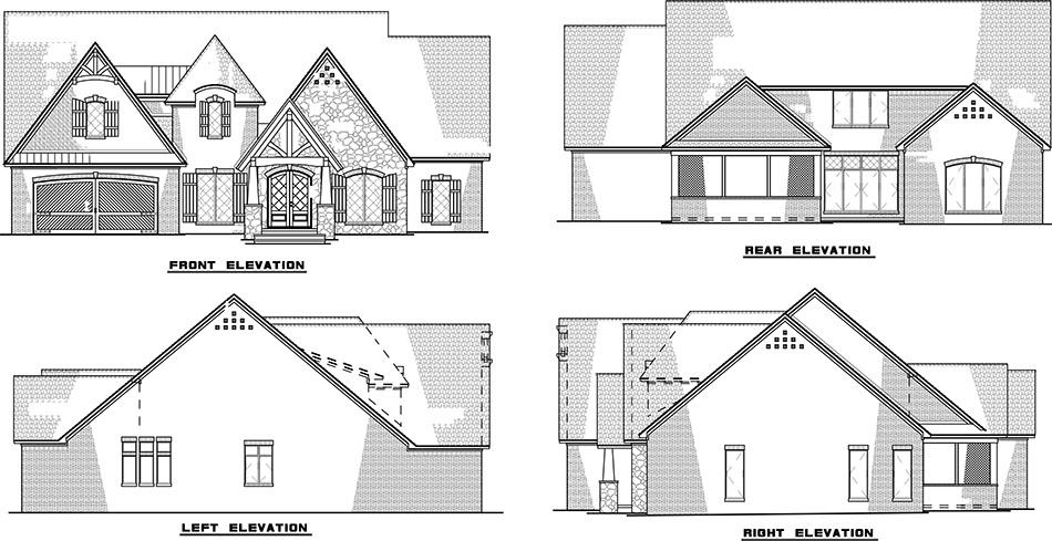 Home Plan Elevations of this 4-Bedroom,2570 Sq Ft Plan -221-1002