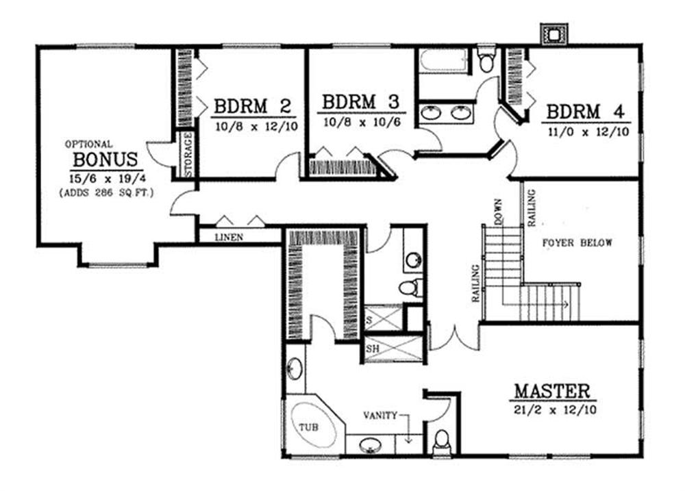 Second floor plan for this Georgian home.